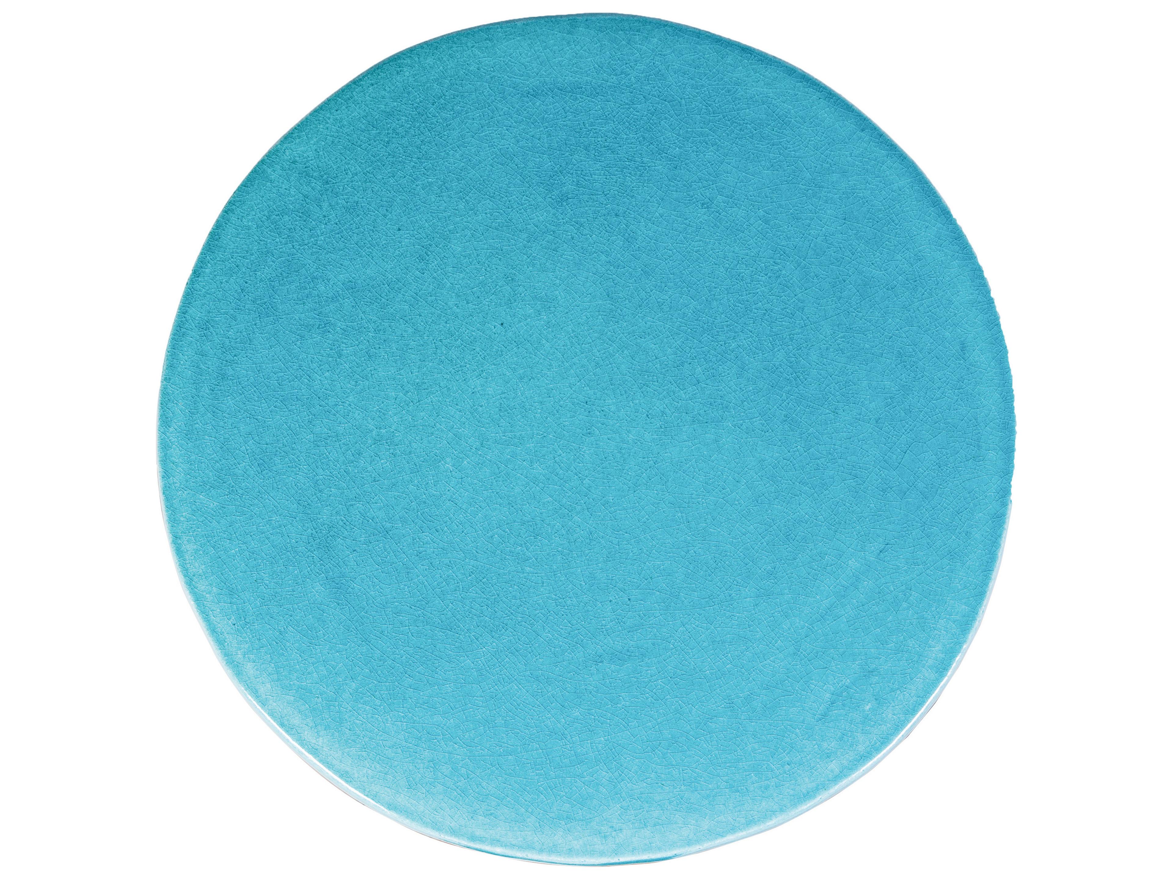 Seasonal Living Ceramics Aquamarine Gloss Ceramic Round End Table