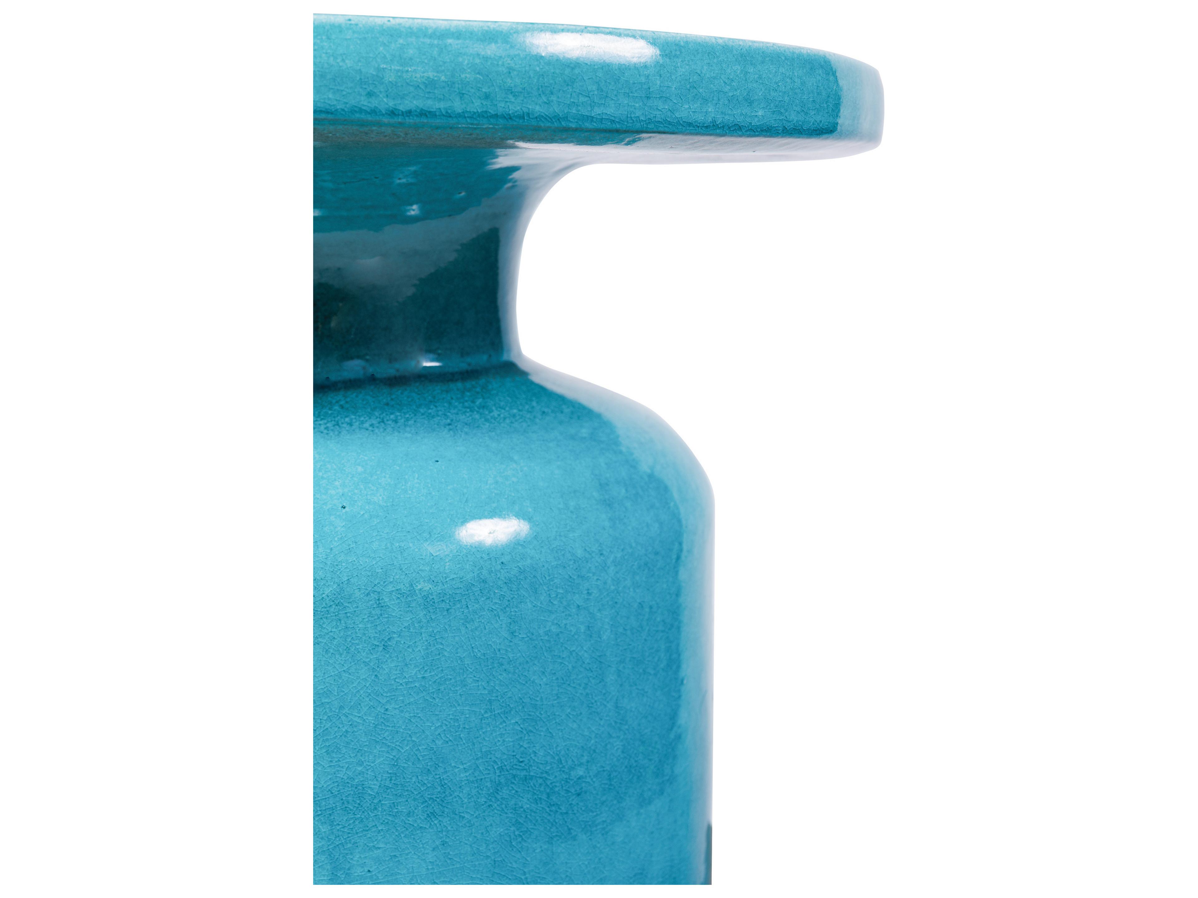 Seasonal Living Ceramics Aquamarine Gloss Ceramic Round End Table