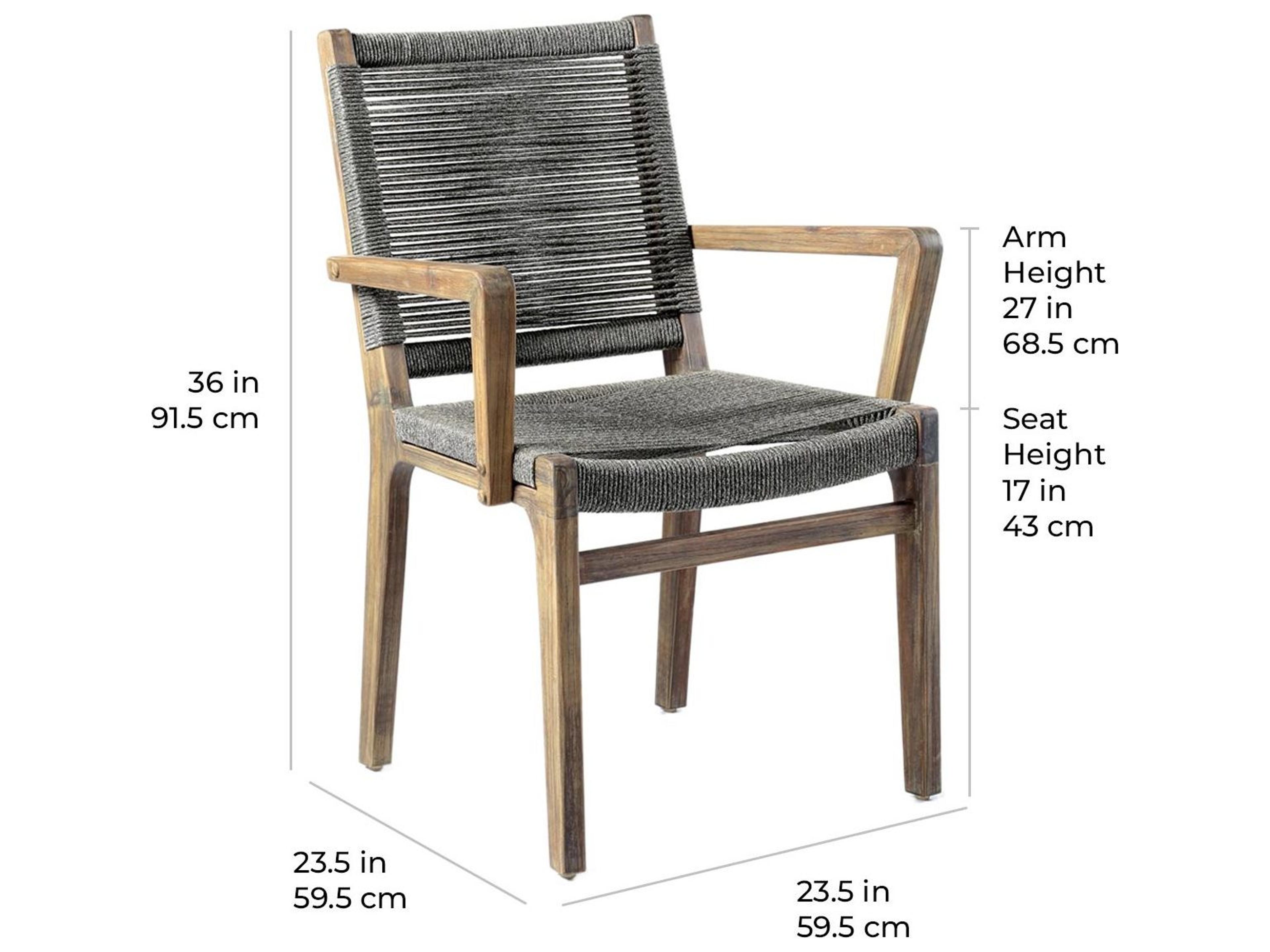 Seasonal Living Explorer Mixed Grey Acacia Wood Oceans Patio Dining Arm Chair Set of 2