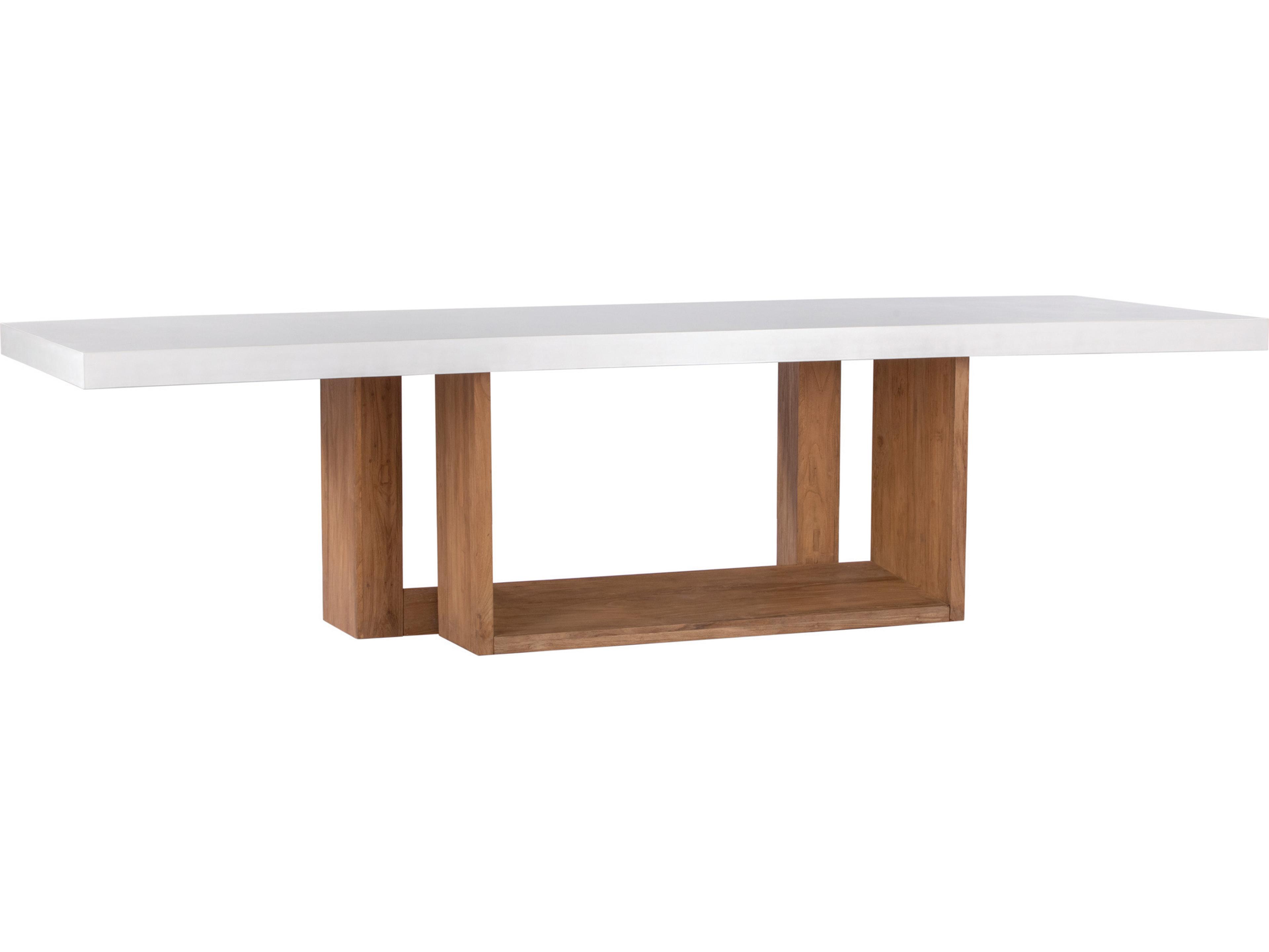 Lightweight Concrete Ivory White Rectangular Dining Table