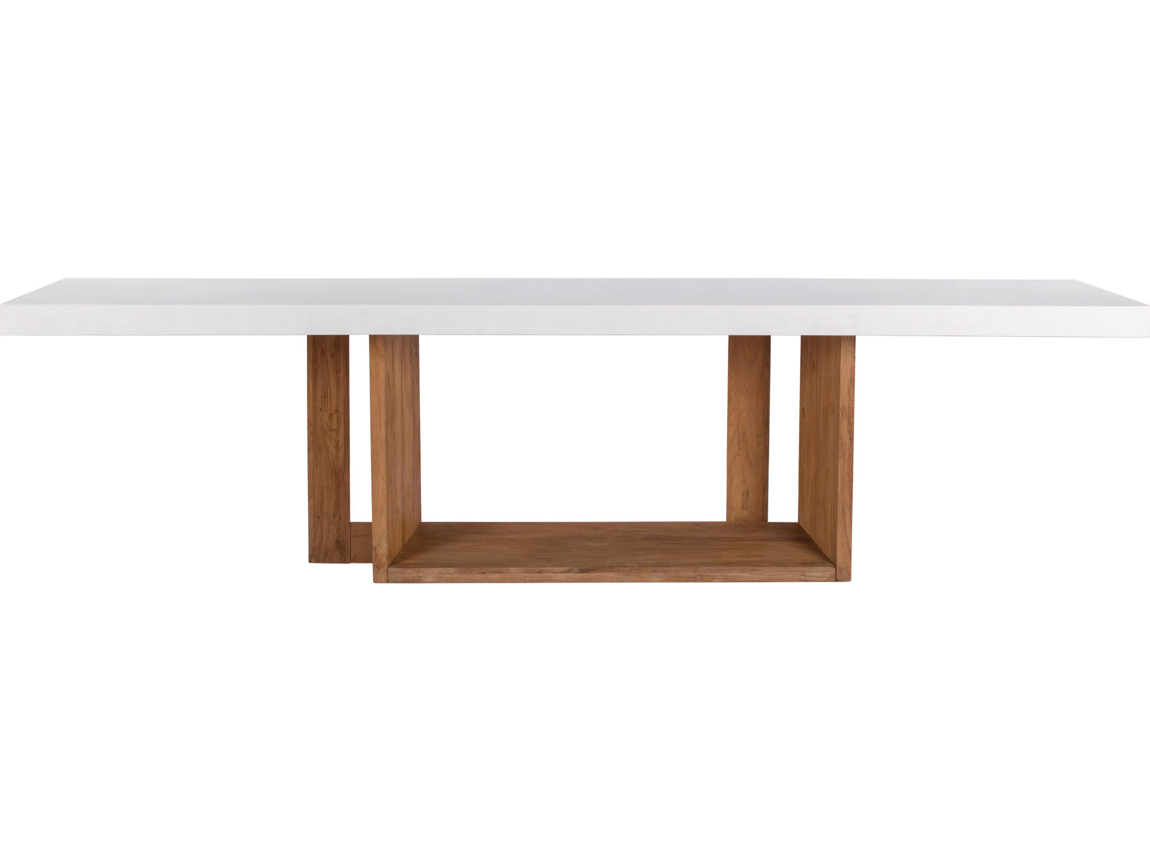 Seasonal Living Lightweight Concrete Ivory White Rectangular Dining Table