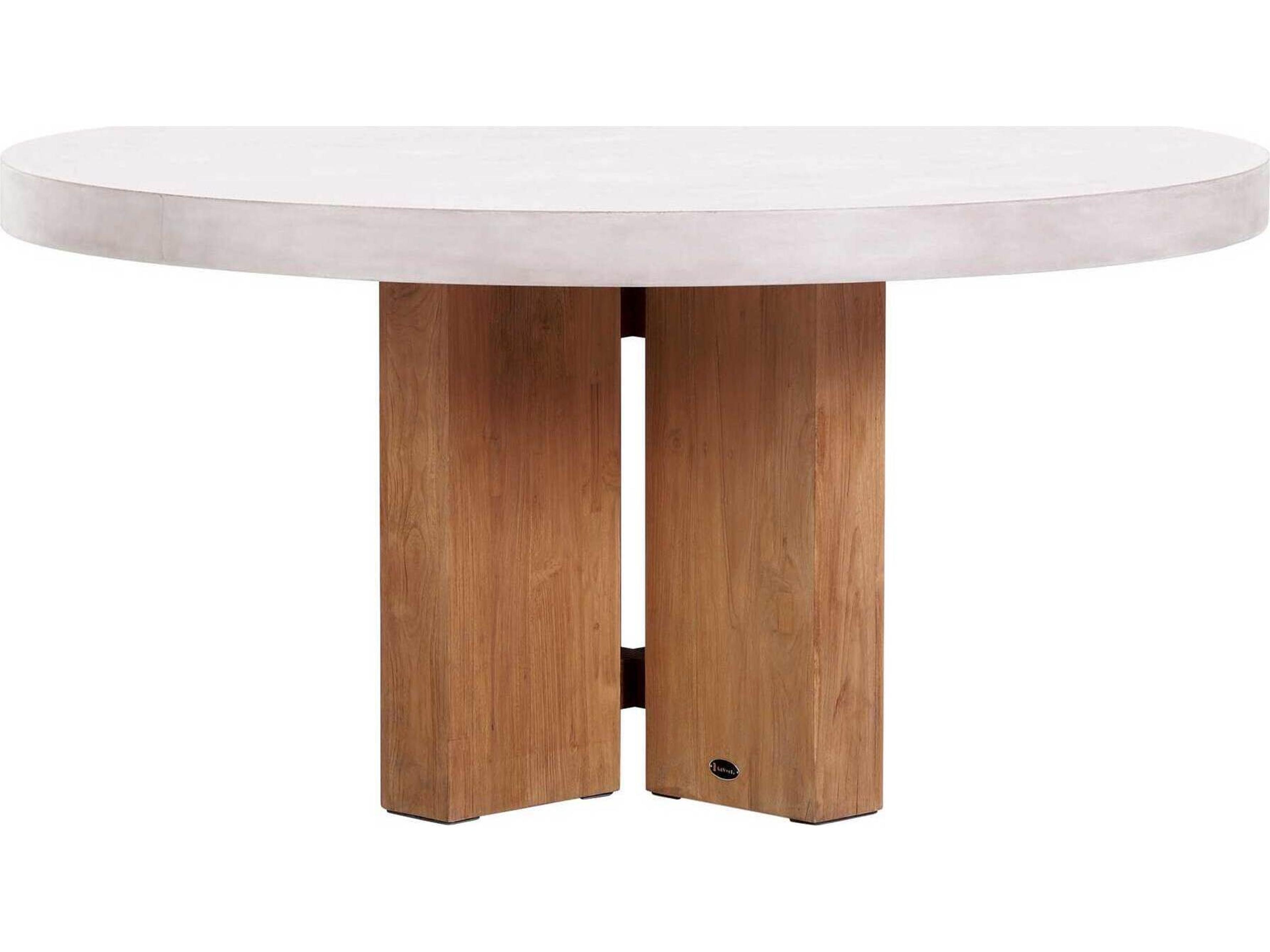 Perpetual Ivory White Teak Java Round Dining Table