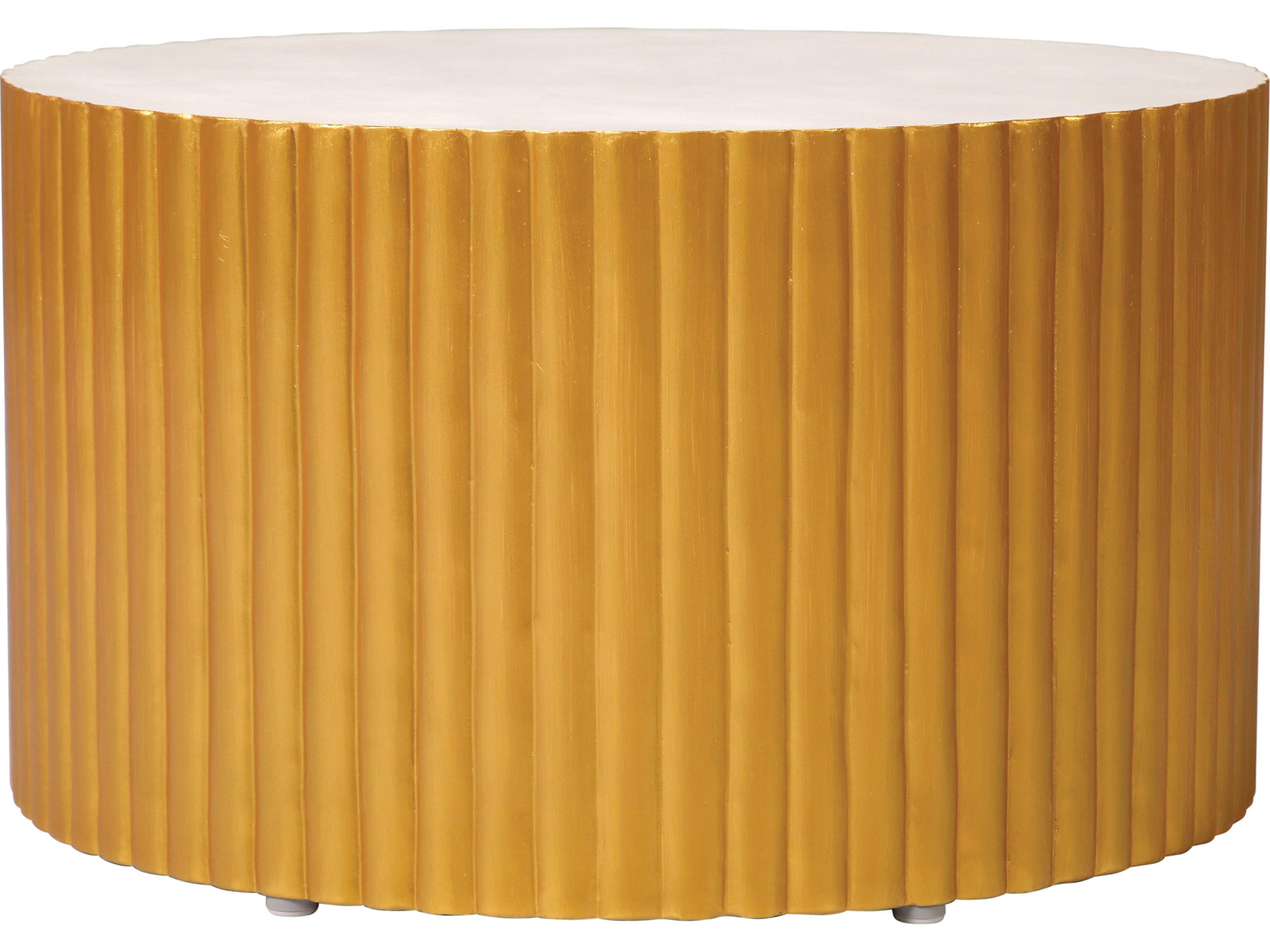 Perpetual Joy Scallop Zanzibar White/Gold Round Coffee Table