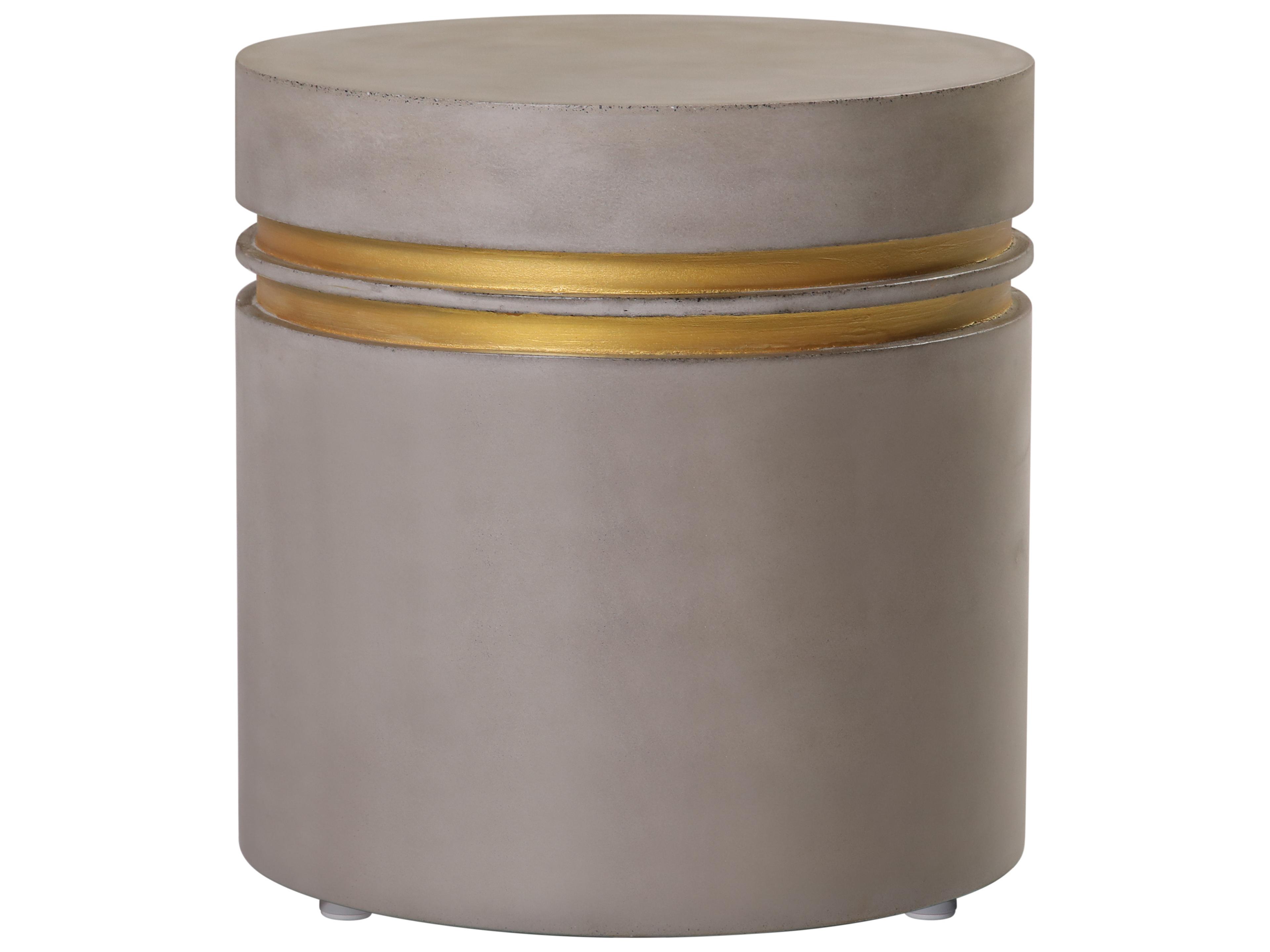 Perpetual Joy Santorini Slate Gray/Gold Double Ring Accent Table Short
