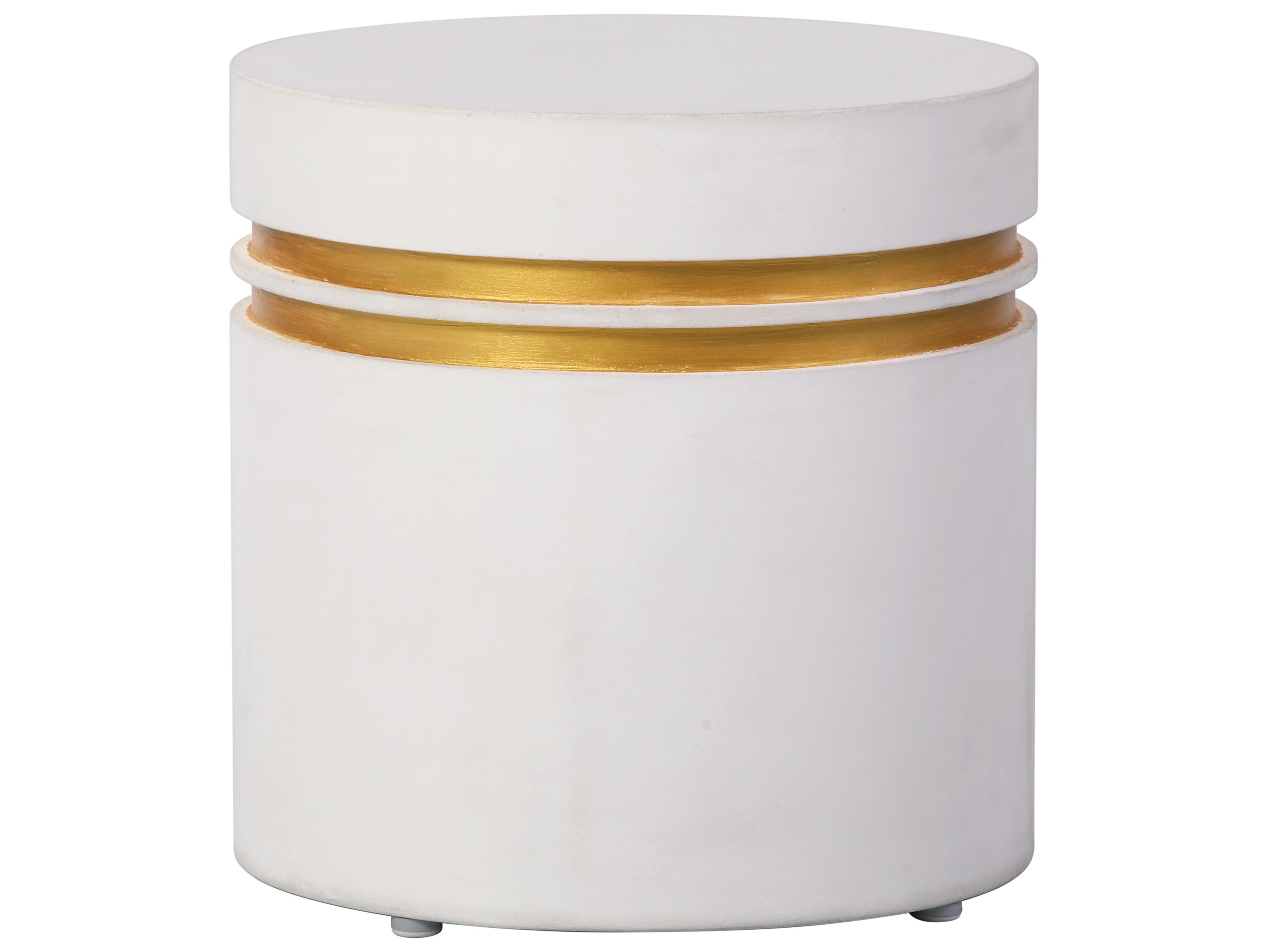 Perpetual Joy Santorini Ivory White/Gold Double Ring Accent Table Short