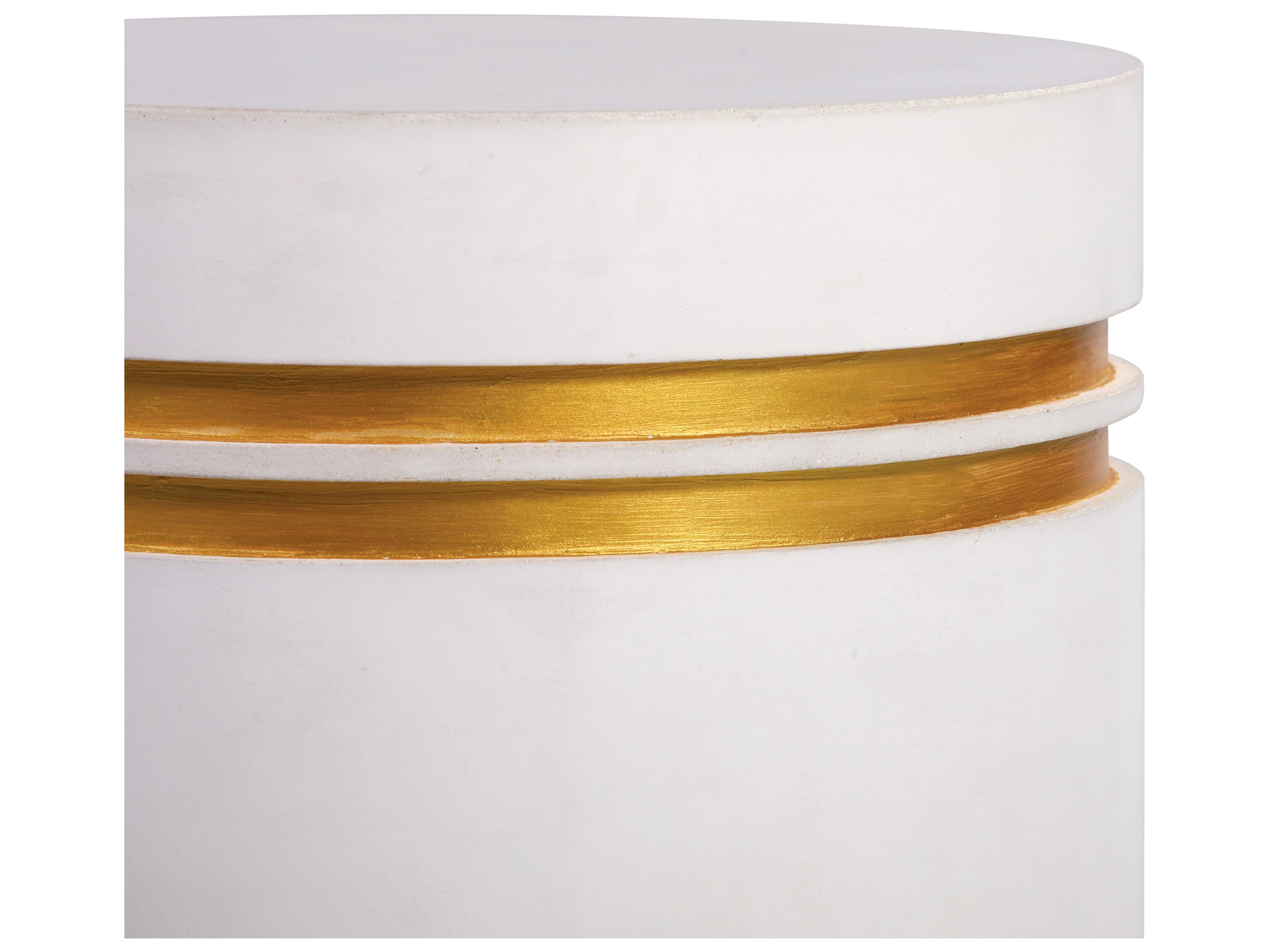 Seasonal Living Perpetual Joy Santorini Ivory White/Gold Double Ring Accent Table Short