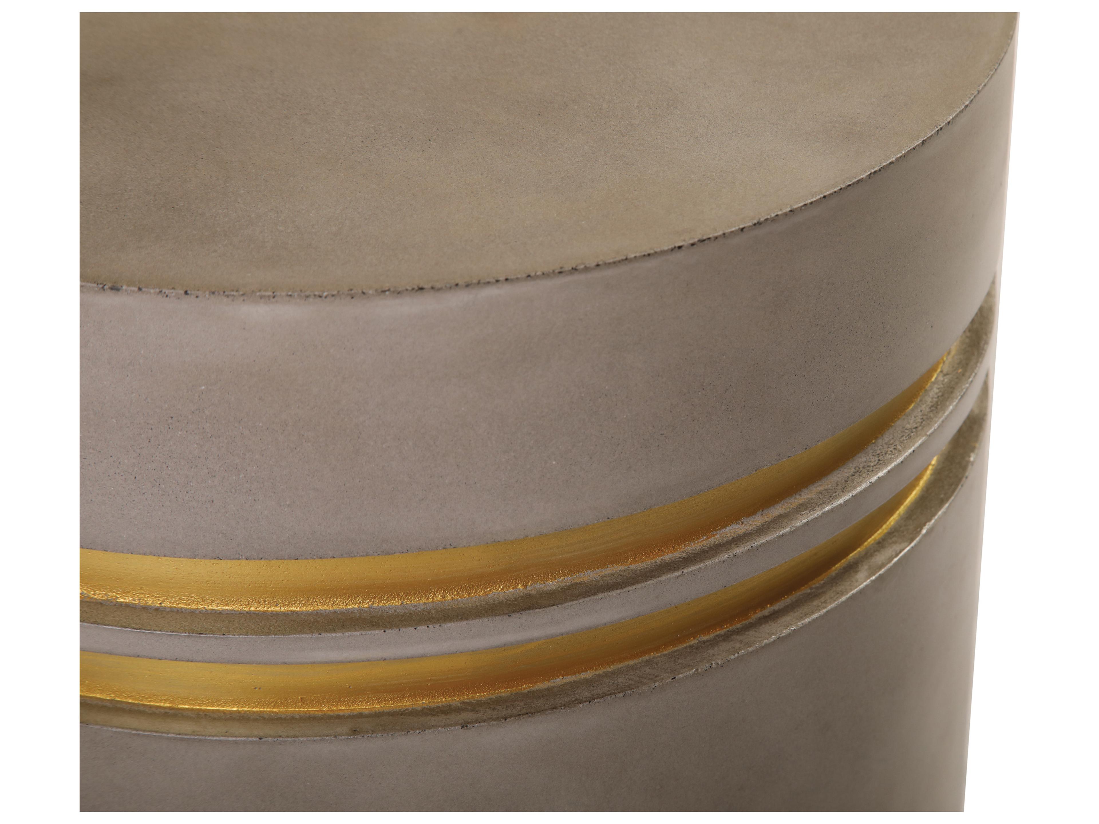 Seasonal Living Perpetual Joy Santori Slate Gray/Gold Round Double Ring Accent Table Tall