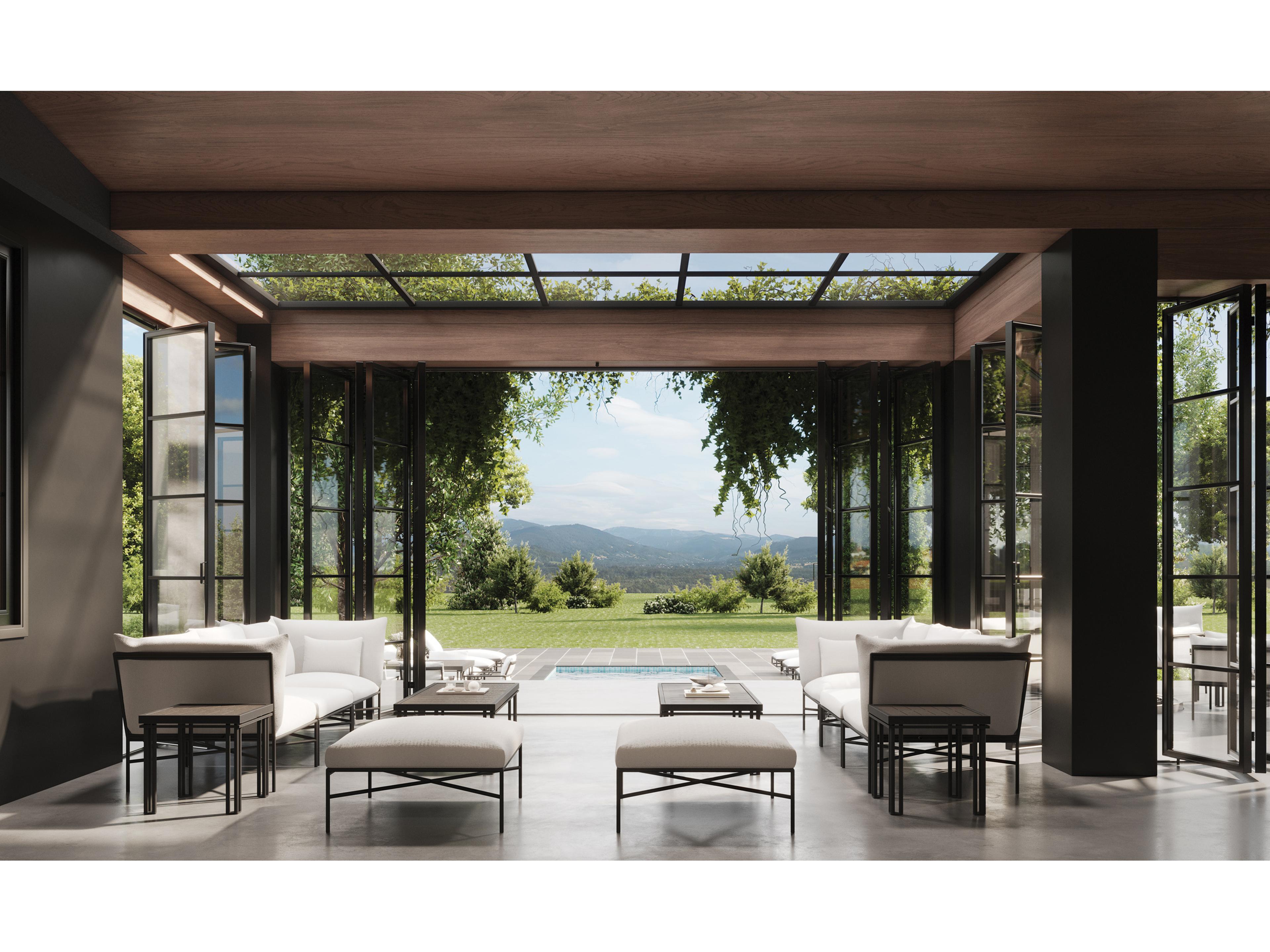 Seasonal Living Patinero Smooth Charcoal Satin Aluminum Cushion Ottoman