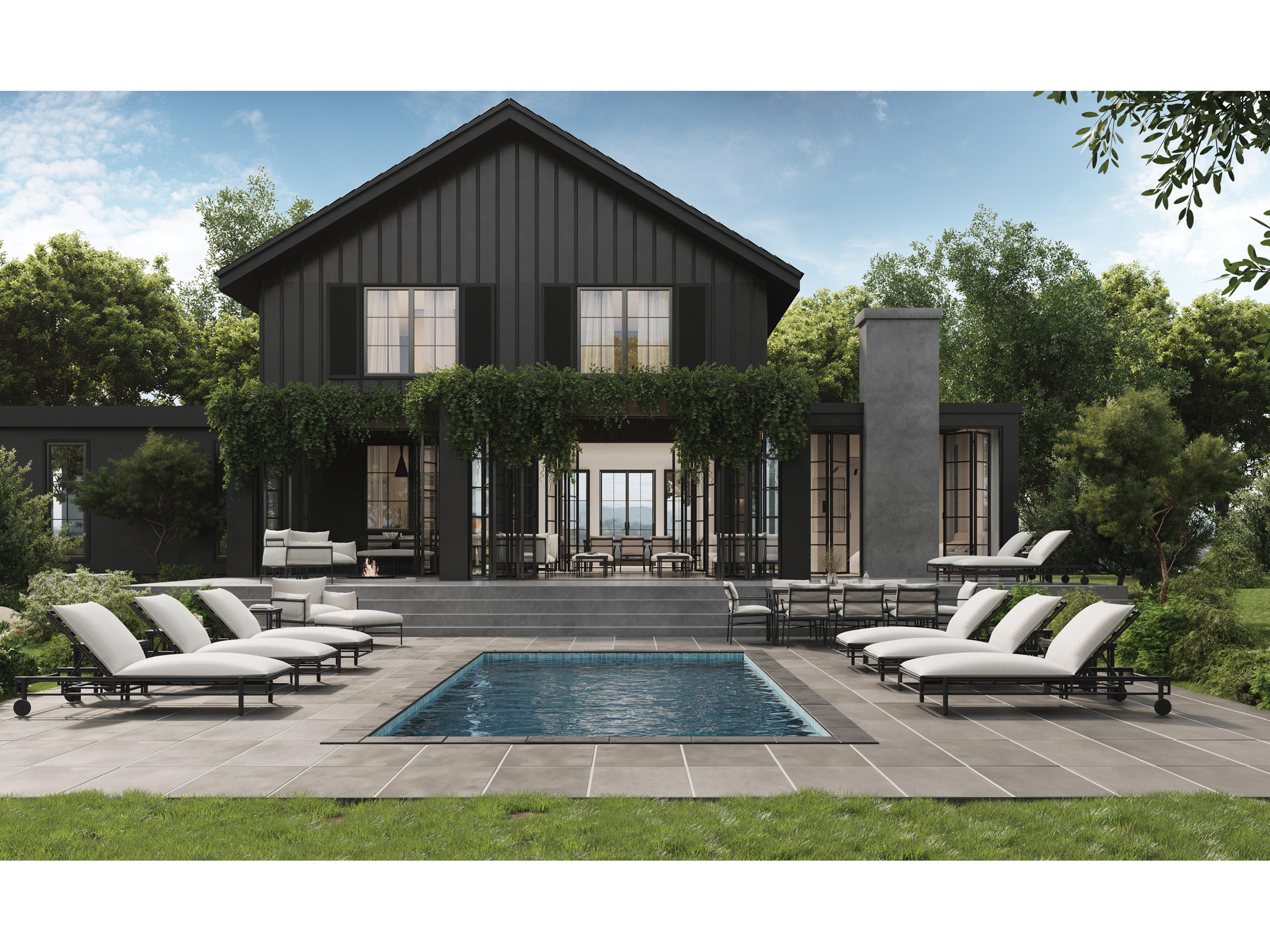 Seasonal Living Patinero Smooth Charcoal Satin Aluminum Cushion Ottoman