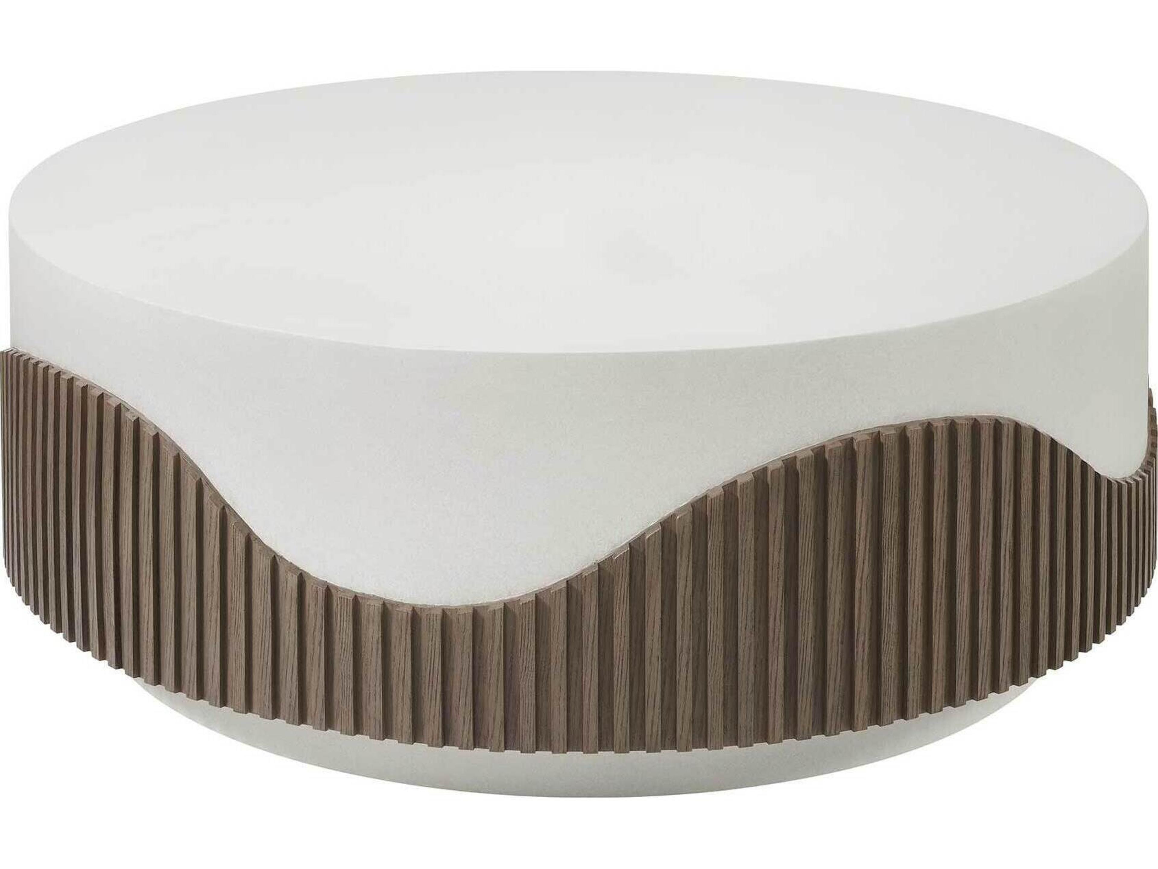 Seasonal Living Provenance Fiber Reinforced Polymer Limestone/Energy Tranquility Round Outdoor Coffee Table