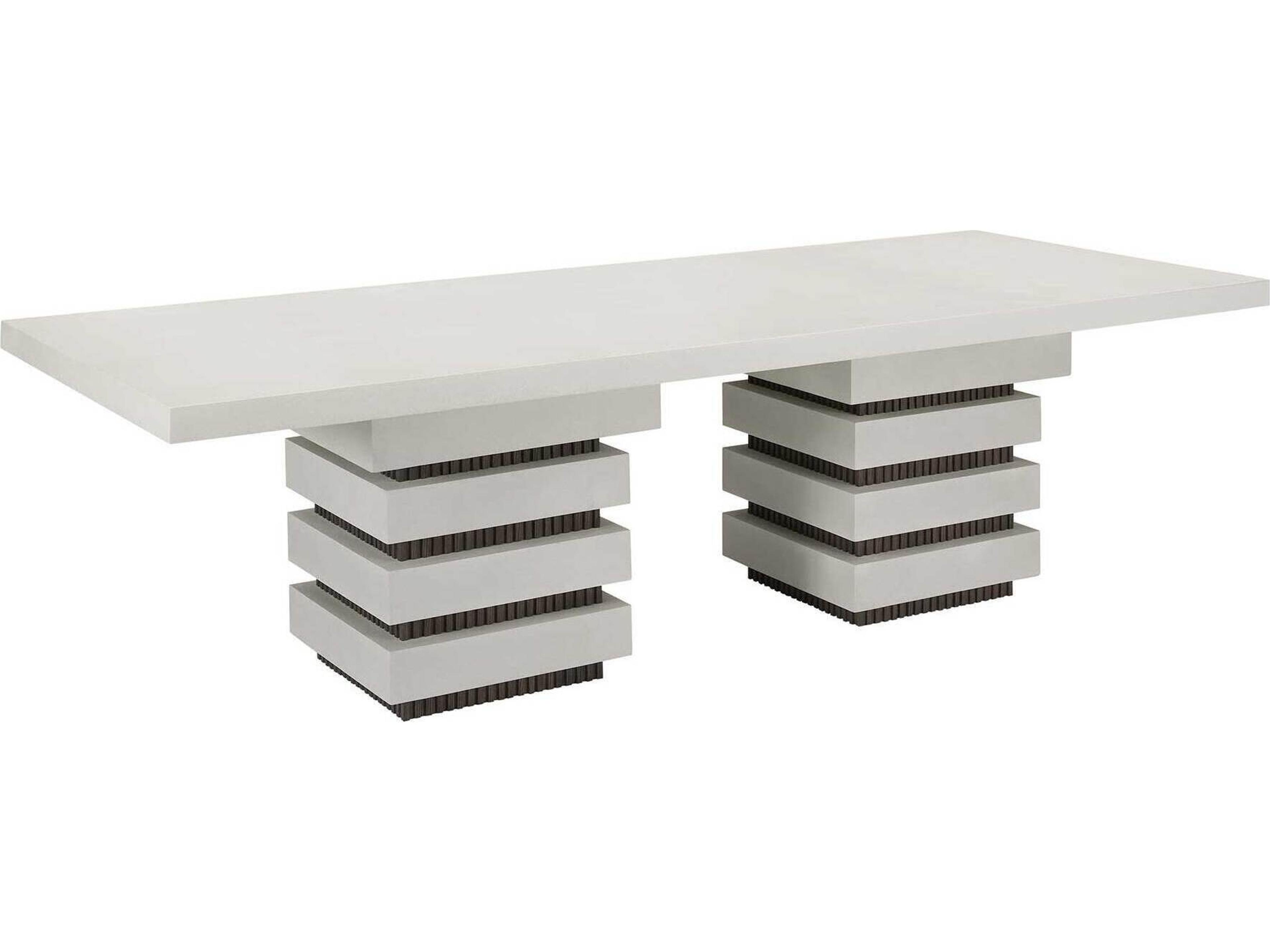 Seasonal Living Provenance Fiber Reinforced Polymer Limestone/Energy Meditation Rectangular Outdoor Dining Table