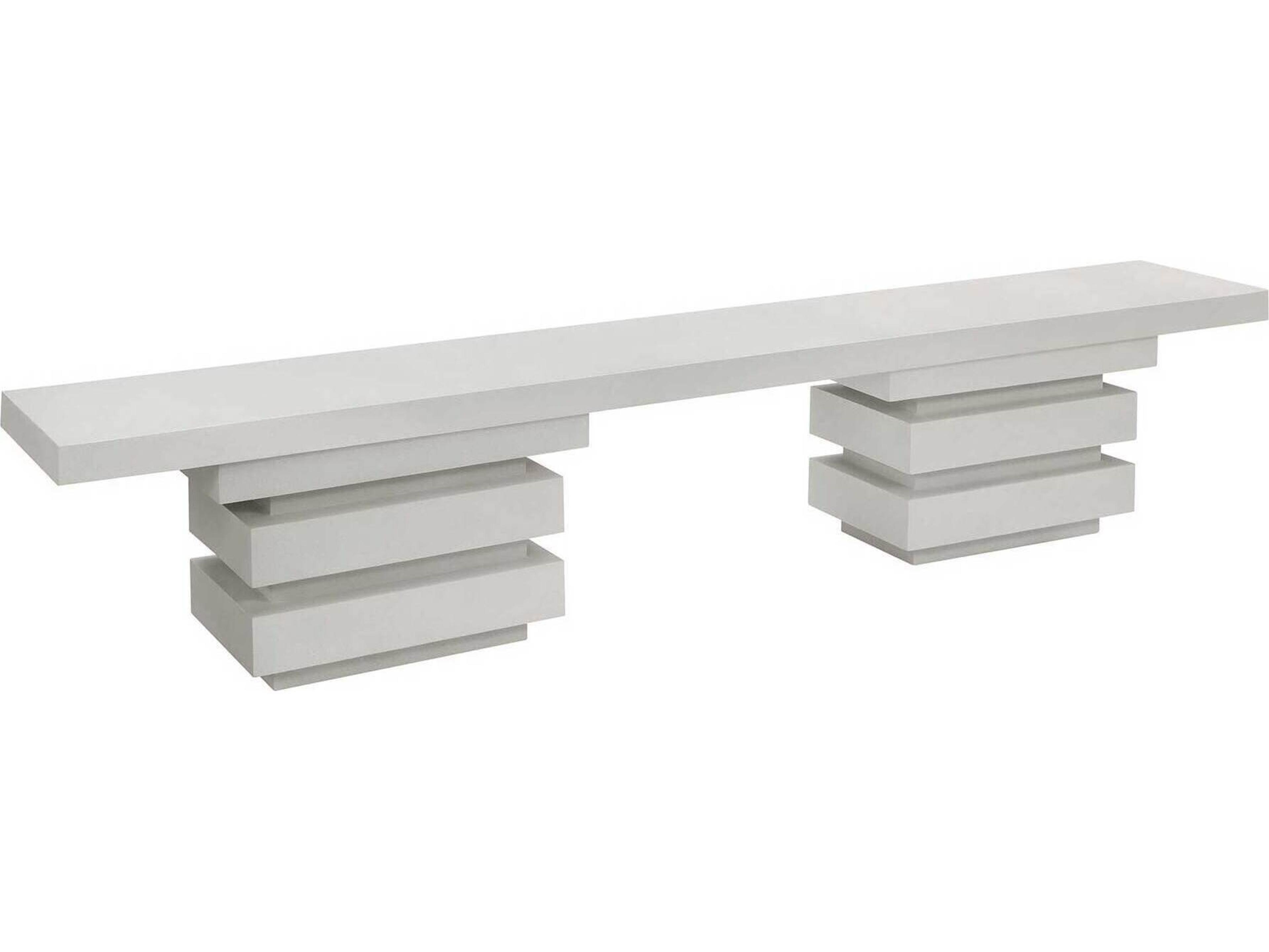 Seasonal Living Provenance Fiber Reinforced Polymer Limestone Meditation Rectangle Outdoor Patio Bench