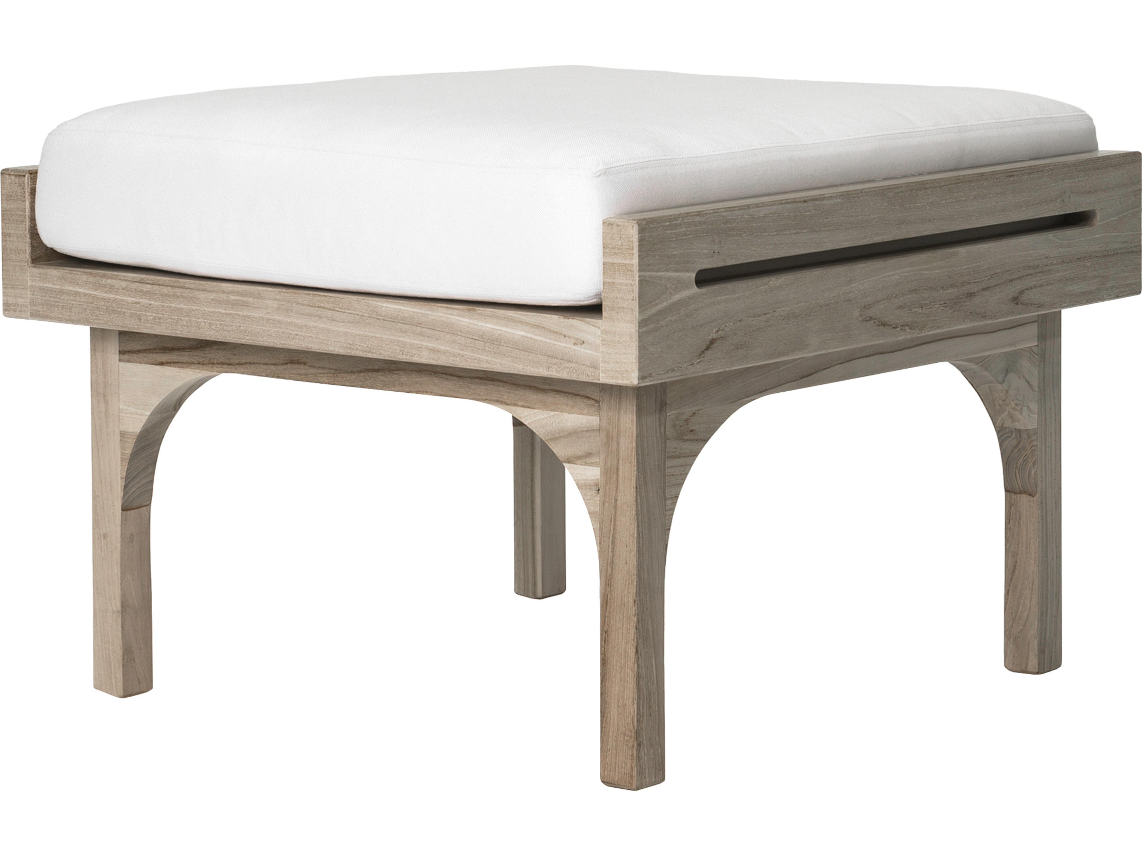 Serenique Sun Bleached Teak Fabric Cushion Ottoman