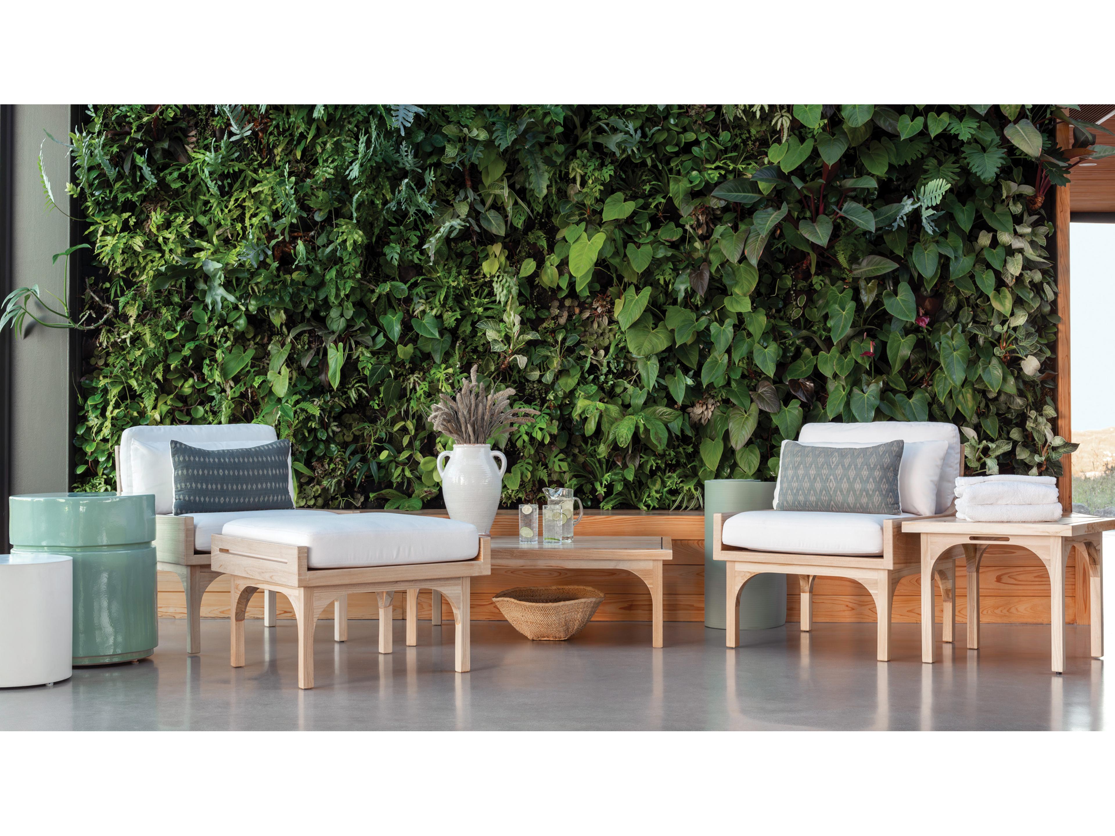 Seasonal Living Serenique Sun Bleached Teak Fabric Cushion Ottoman