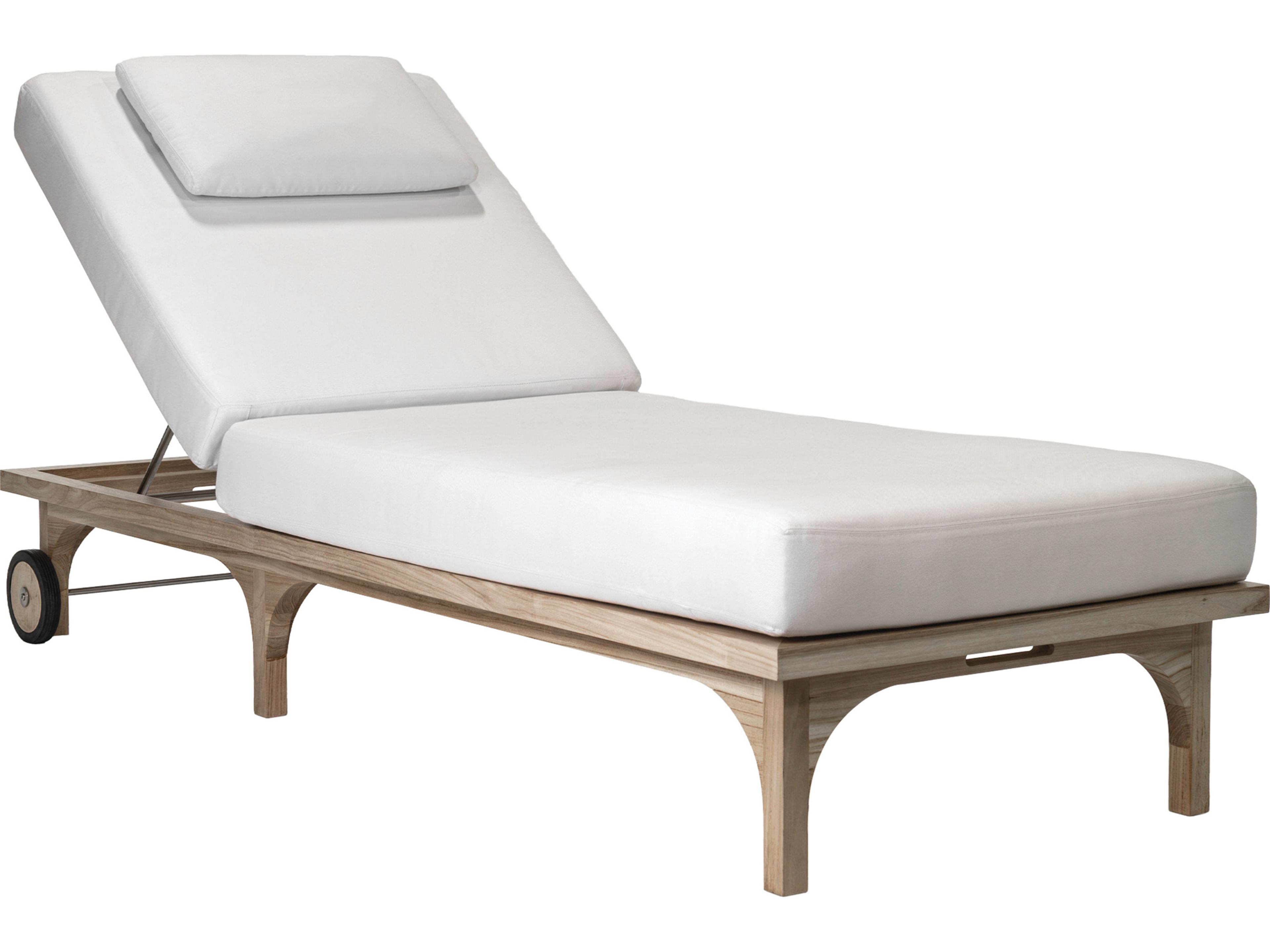 Serenique Sun Bleached Teak Fabric Cushion Chaise Lounge