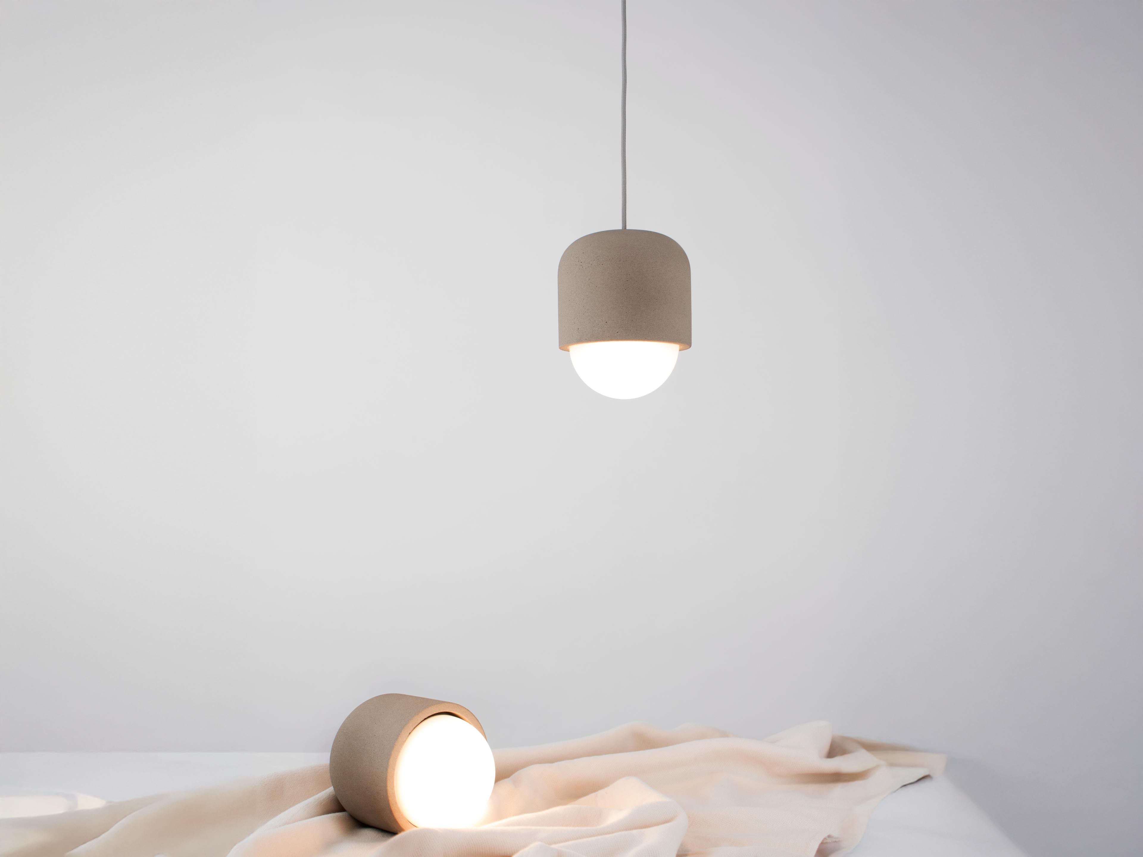 Seed Design Castle Muse Concrete Gray LED Cylinder Mini Pendant