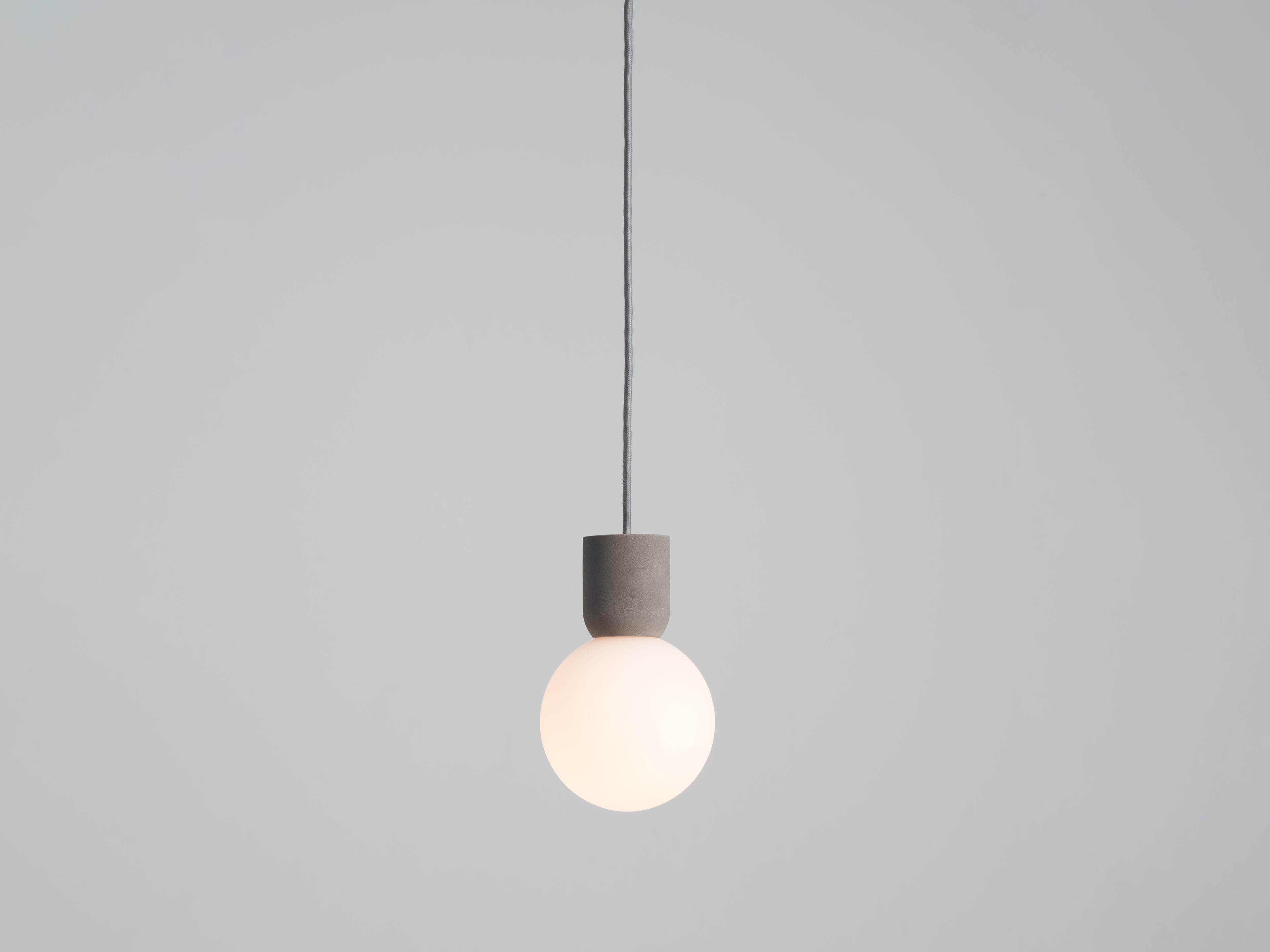 Seed Design Castle Glo Concrete opal Glass Gray LED Globe Mini Pendant