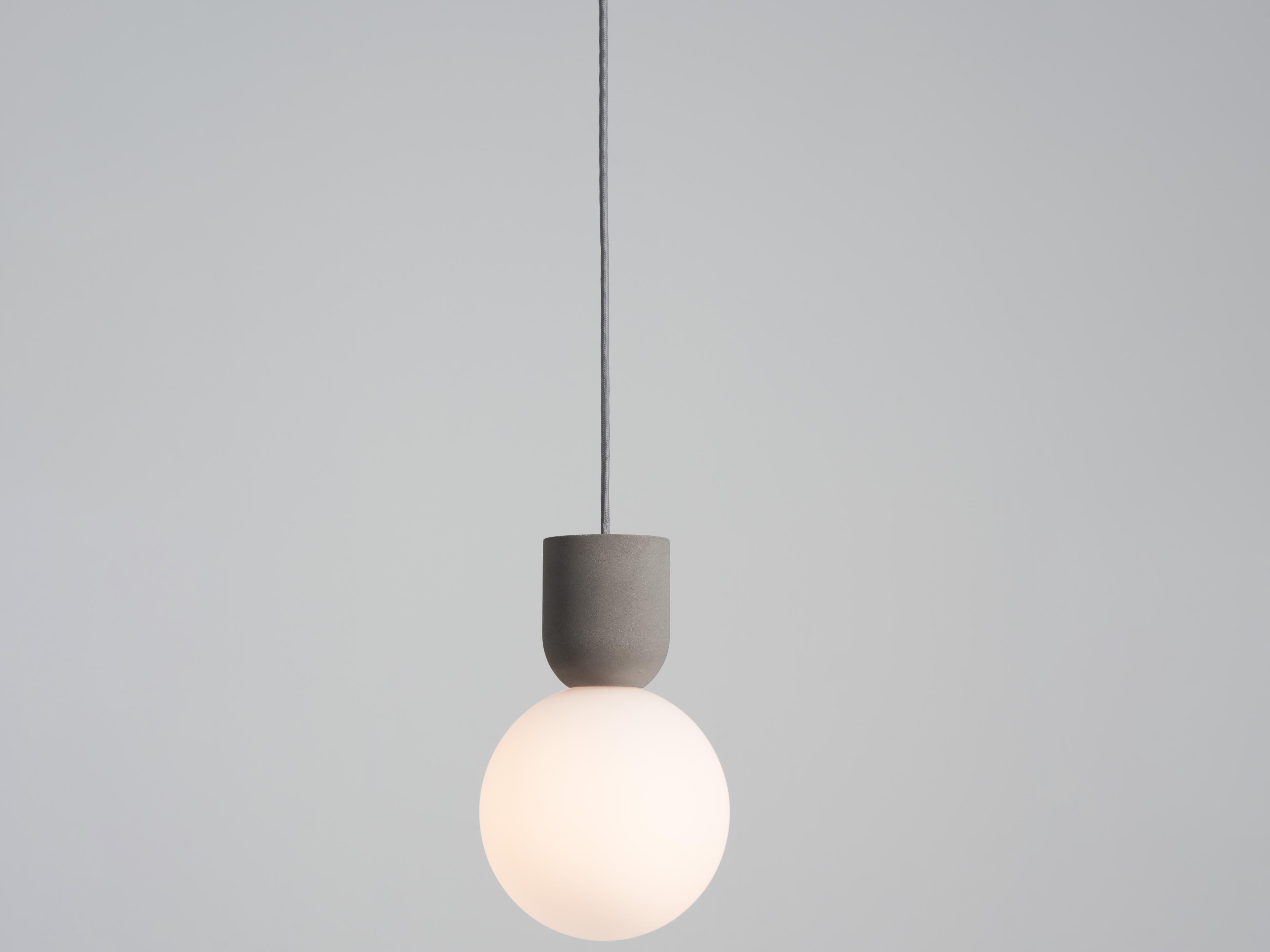 Seed Design Castle Glo Concrete opal Glass Gray LED Globe Mini Pendant