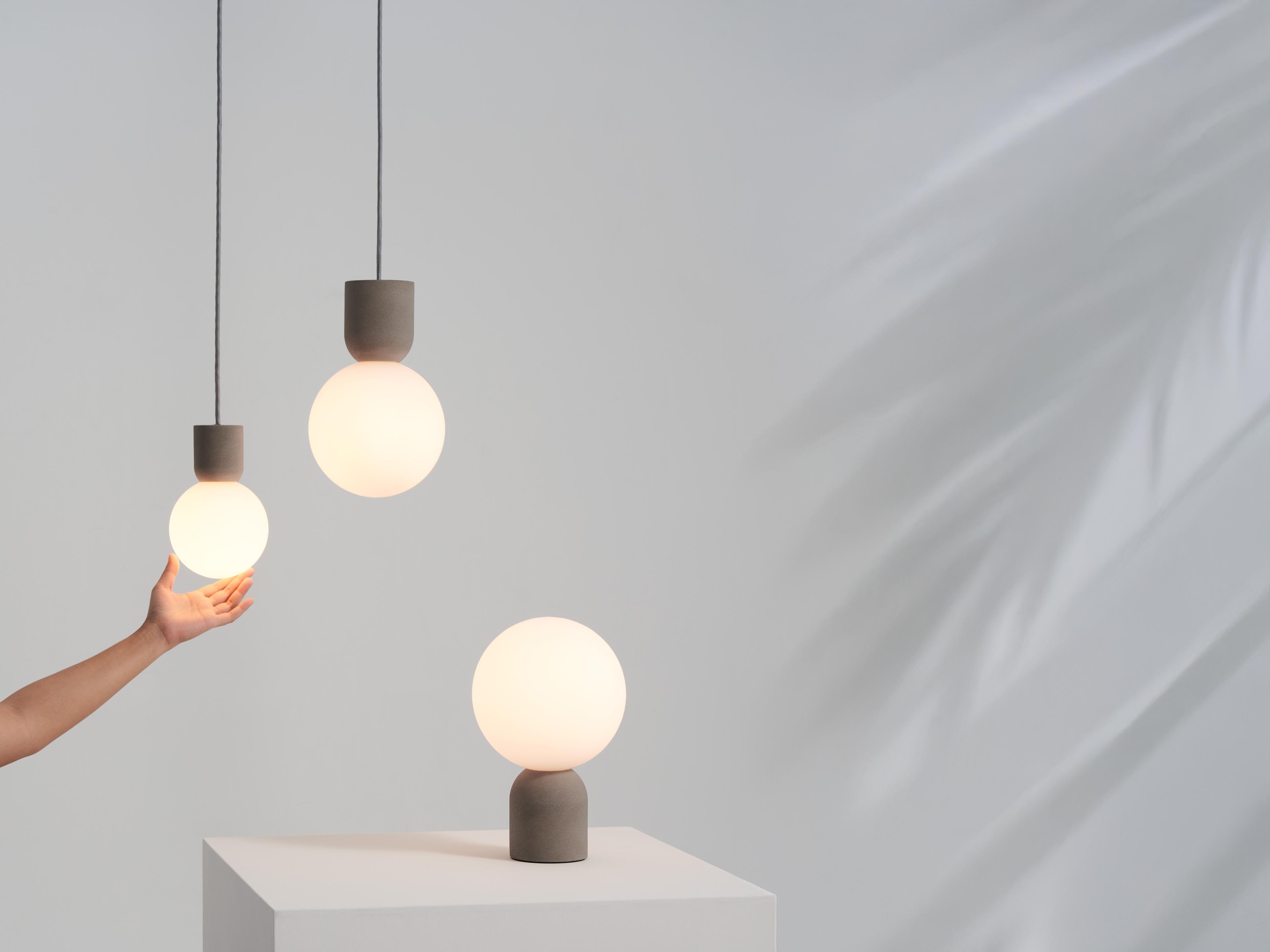 Seed Design Castle Glo Concrete opal Glass Gray LED Table Lamp