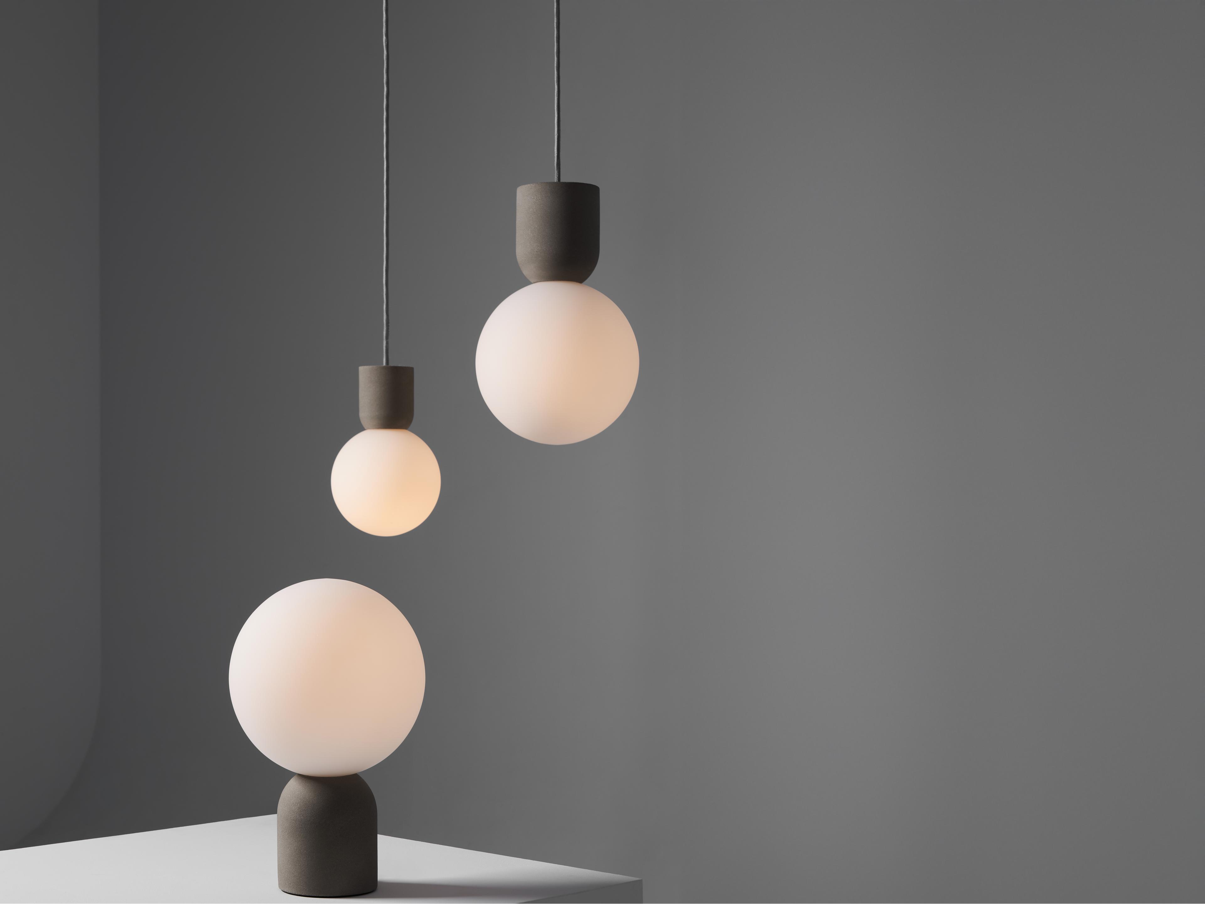 Seed Design Castle Glo Concrete opal Glass Gray LED Table Lamp