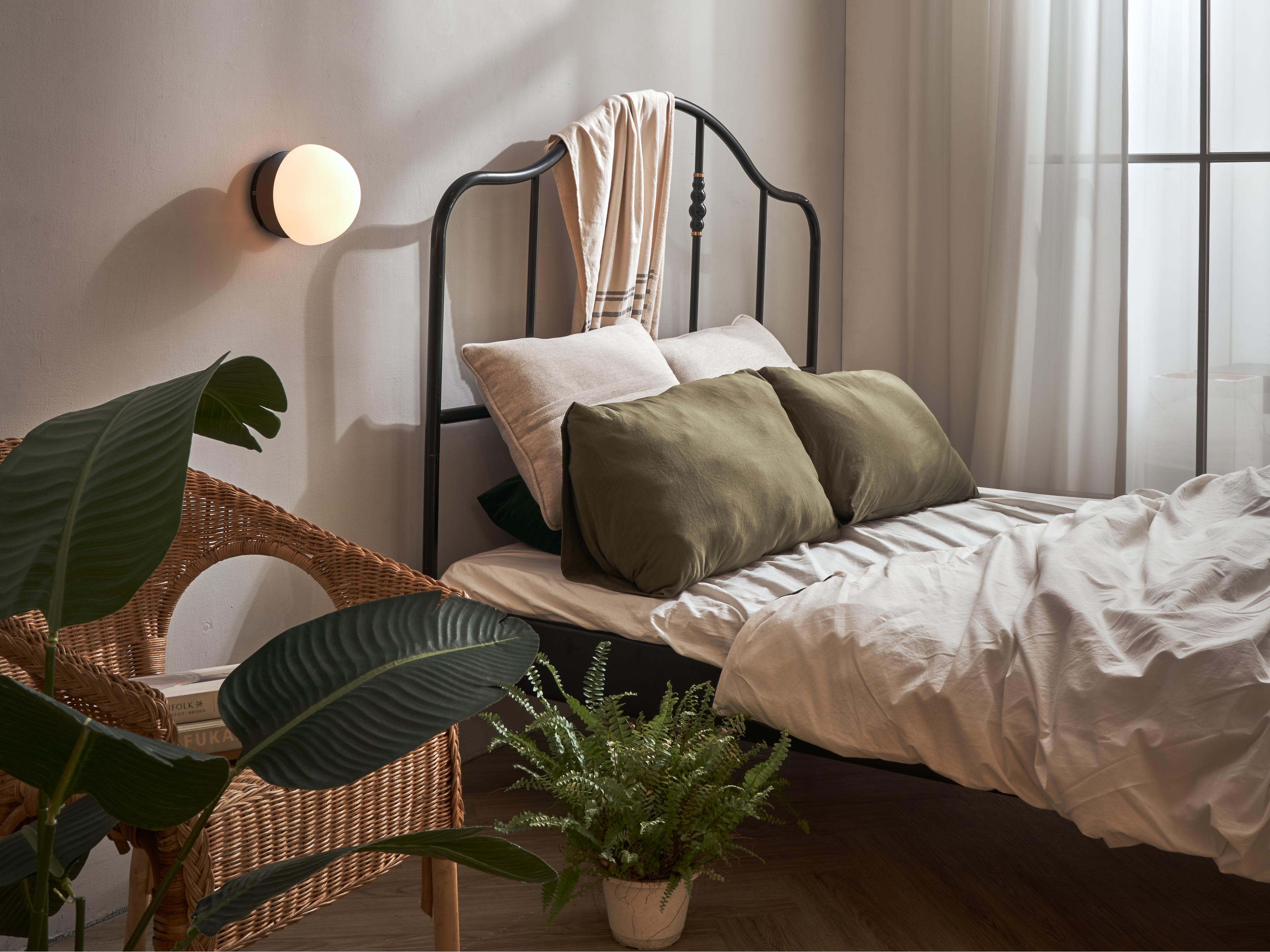 Seed Design Pensee Matt Opal Glass Black LED Wall Sconce