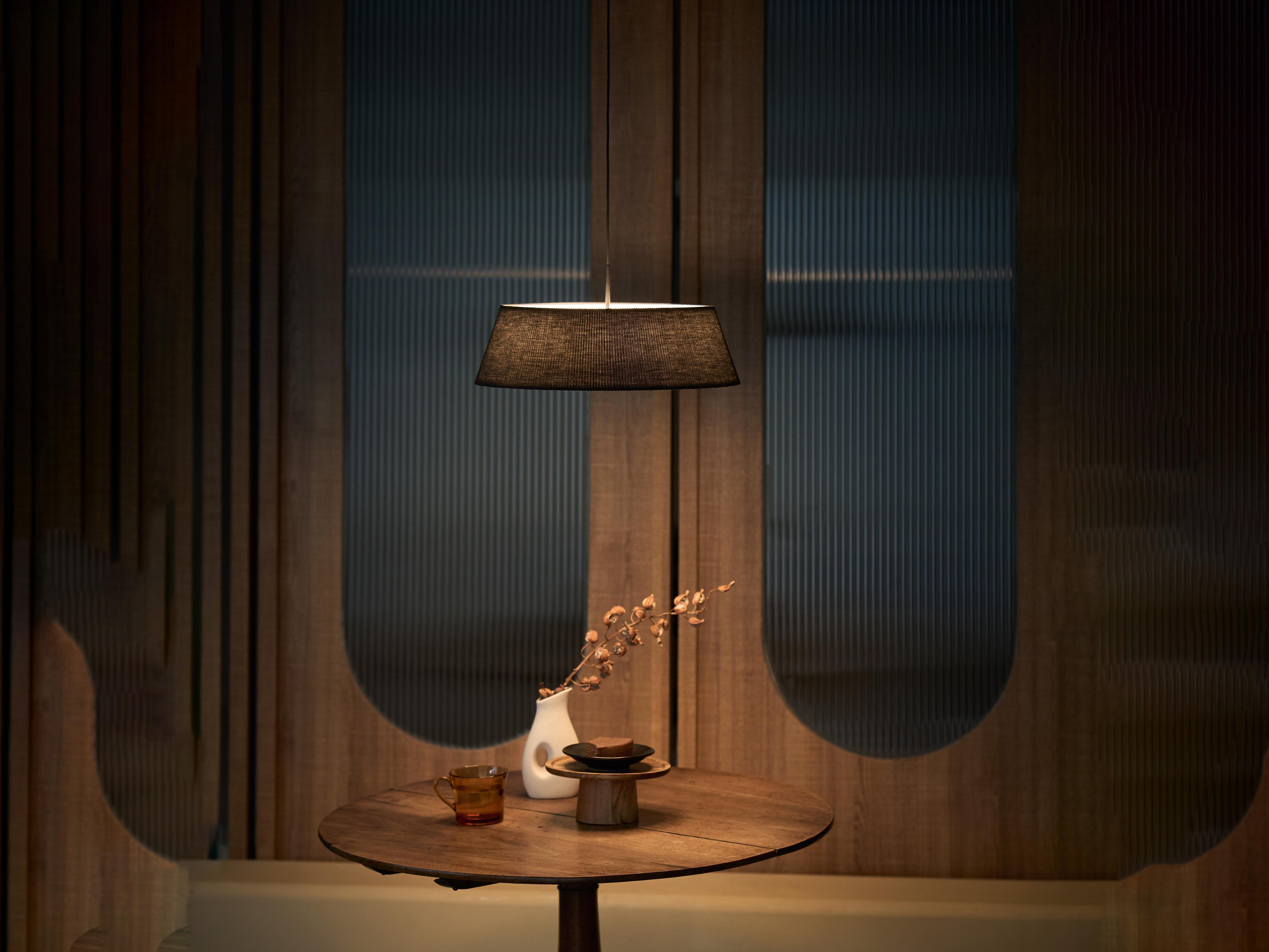 Seed Design Halo Black With Shade LED Drum Pendant