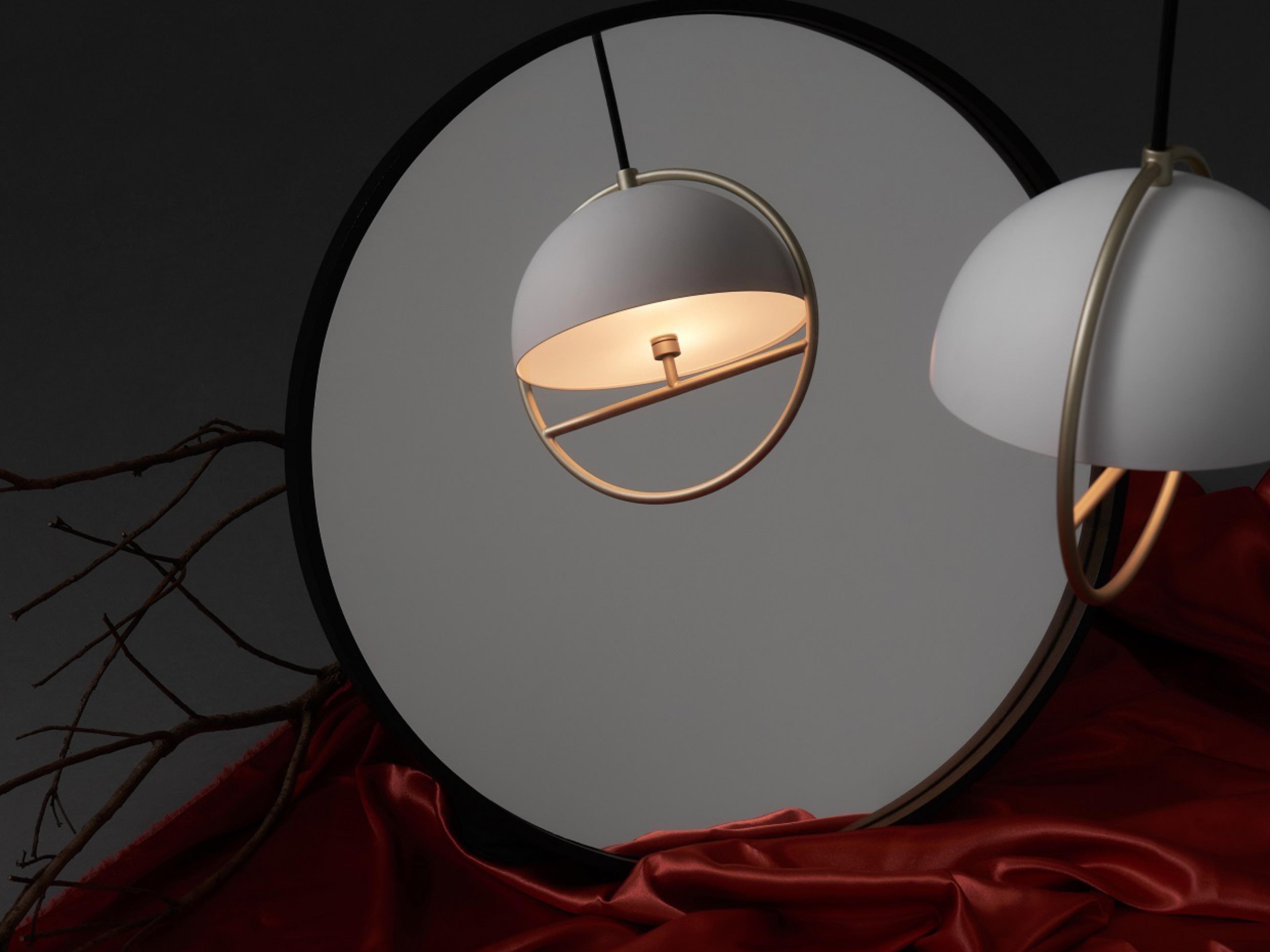 Seed Design Huan Matt White champagne Gold Round Geometric Pendant