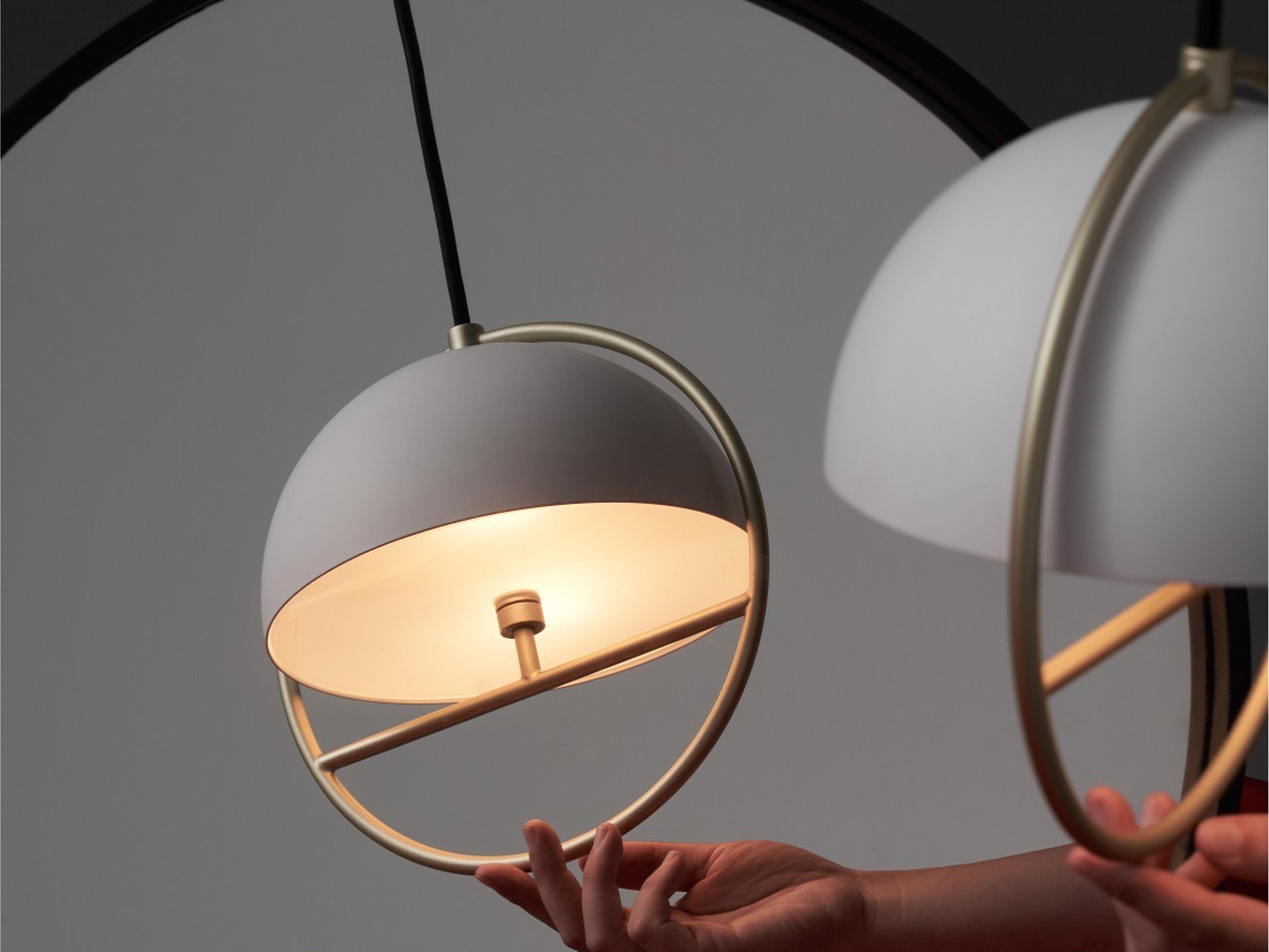 Seed Design Huan Matt White champagne Gold Round Geometric Pendant