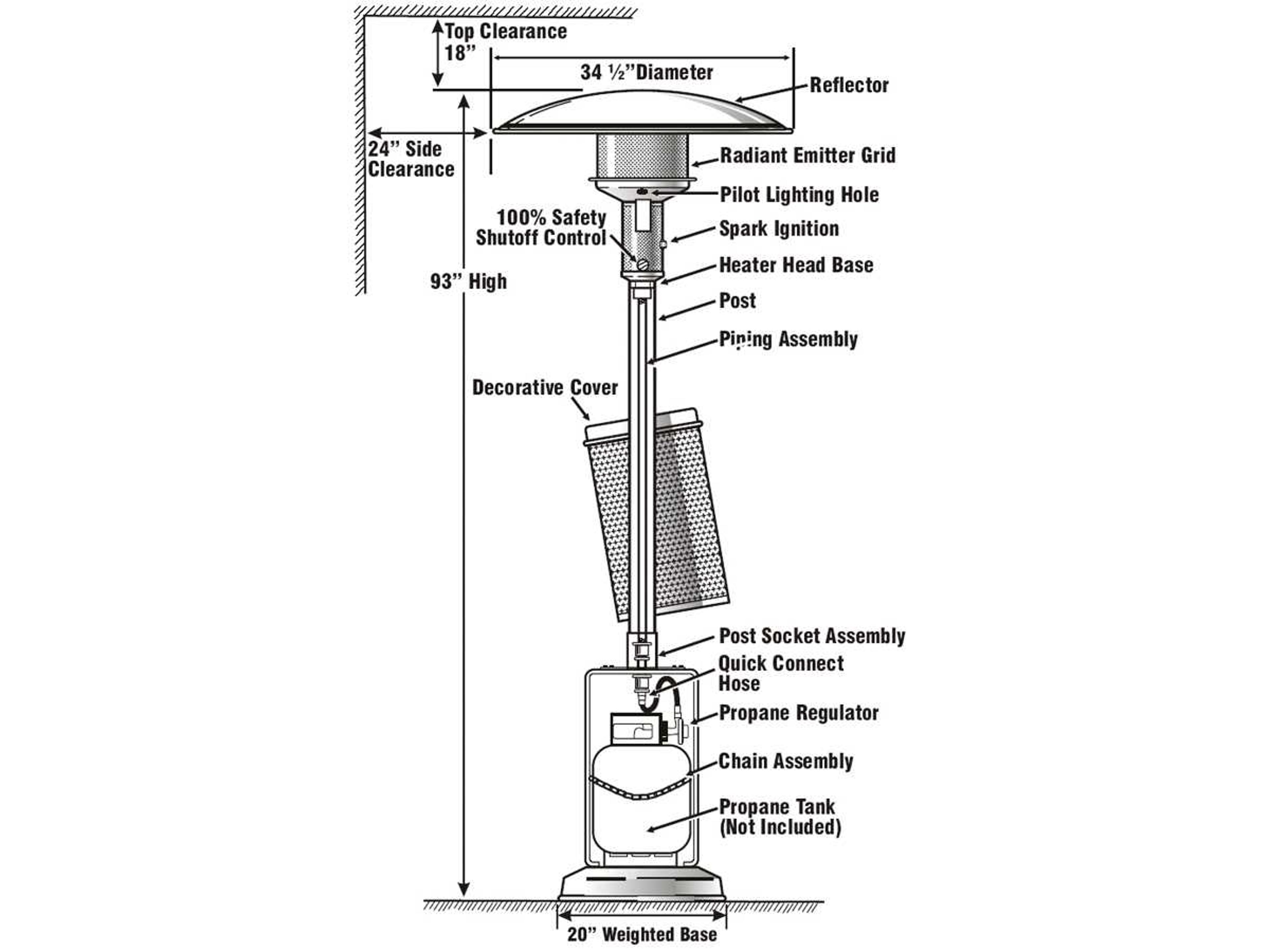 Sunglo Steel Portable Infrared Propane Patio Heater