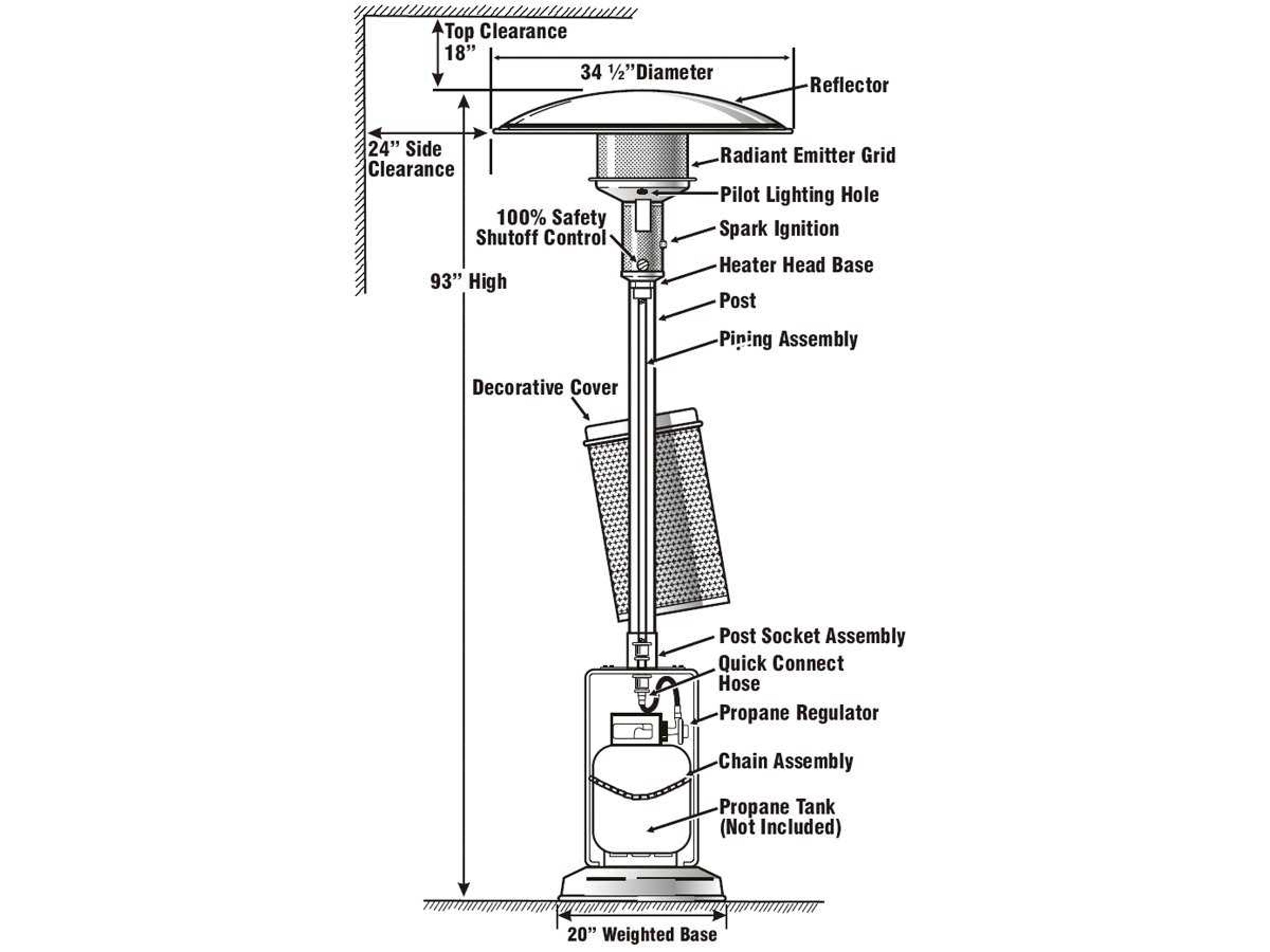 Sunglo Stainless Steel Infrared Portable Propane Outdoor Heater