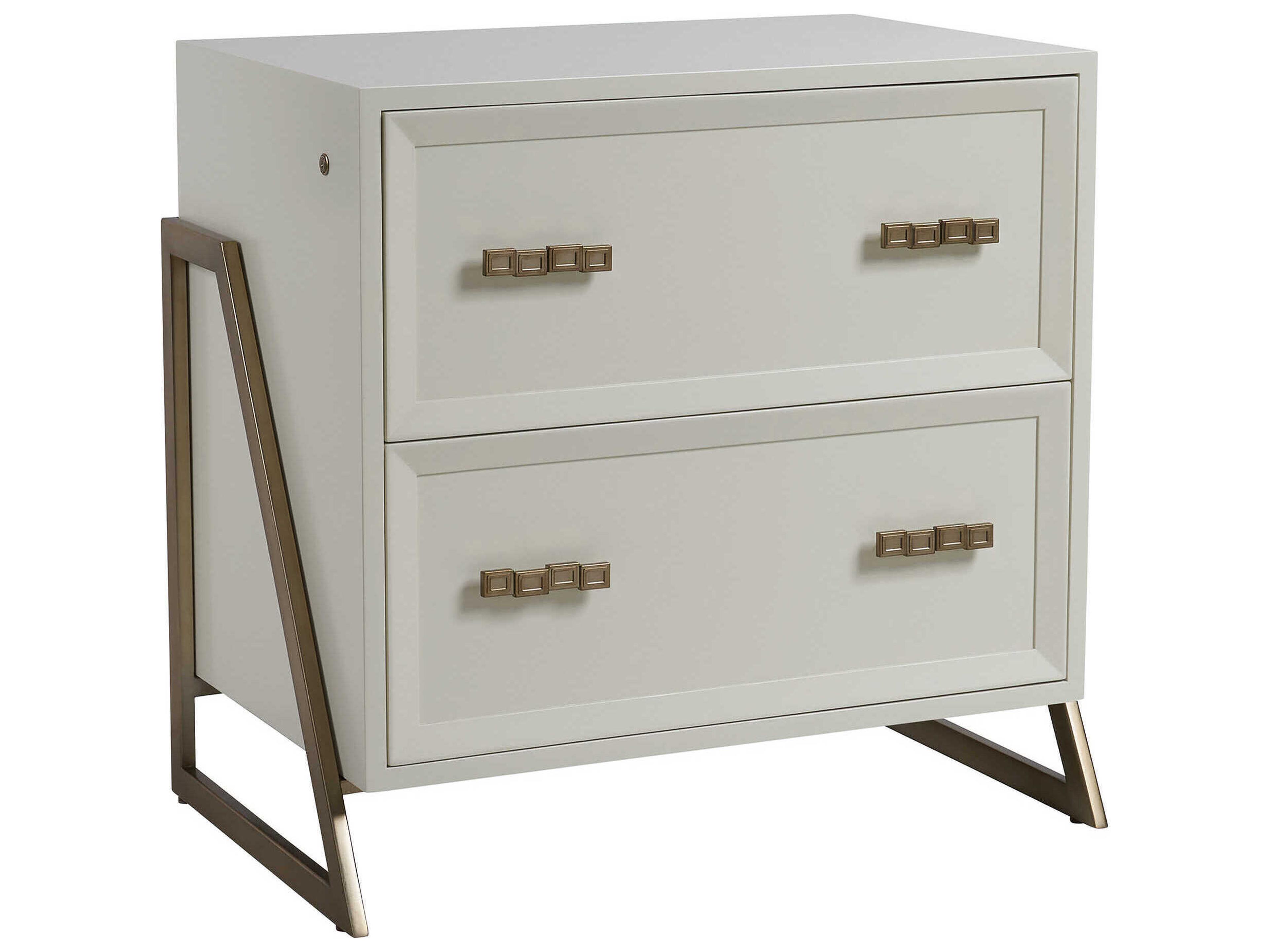Studio Designs Smooth Ivory Warm Silver Leaf File Cabinet