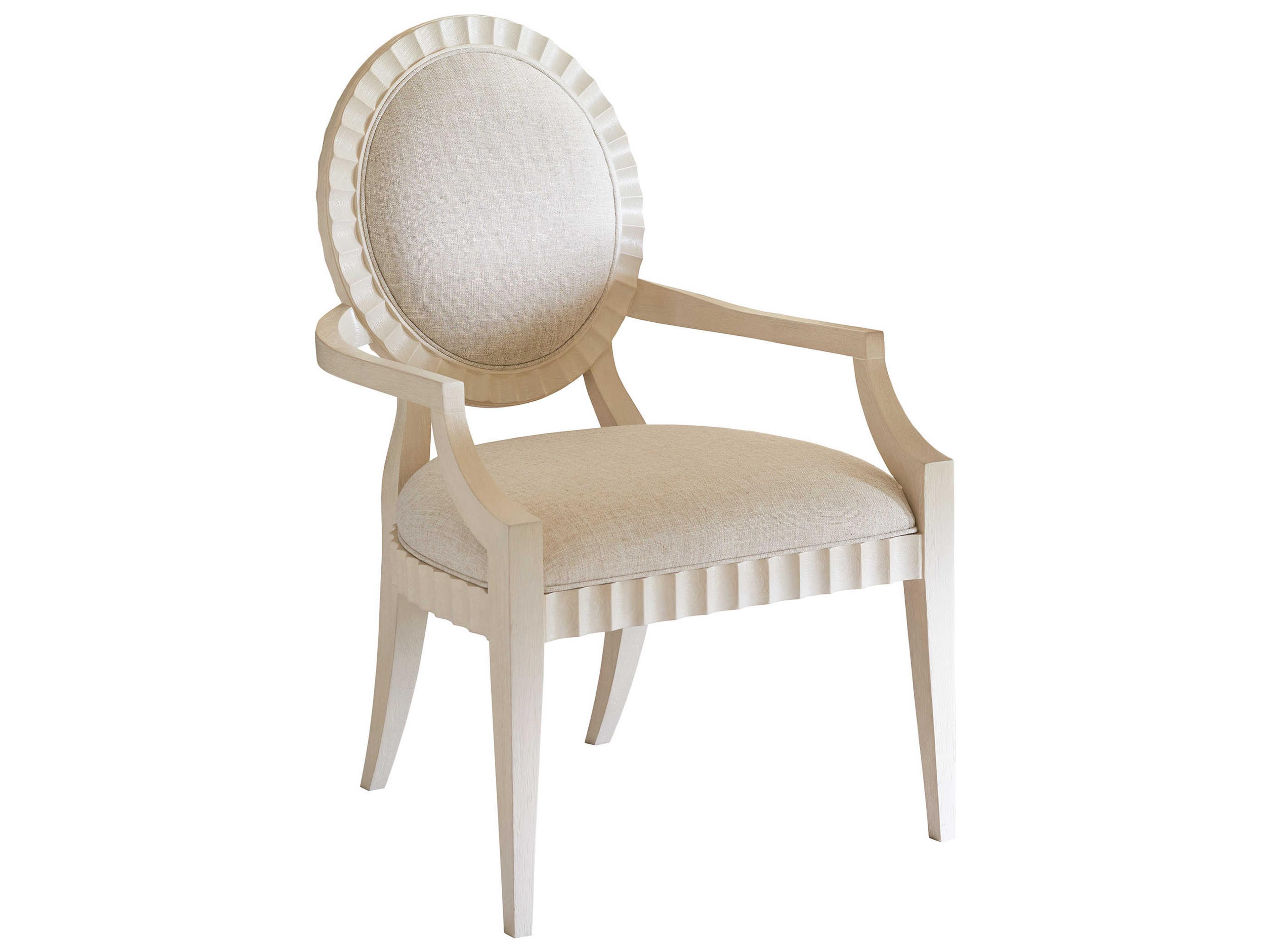 Cascades Oak Wood White Upholstered Arm Dining Chair