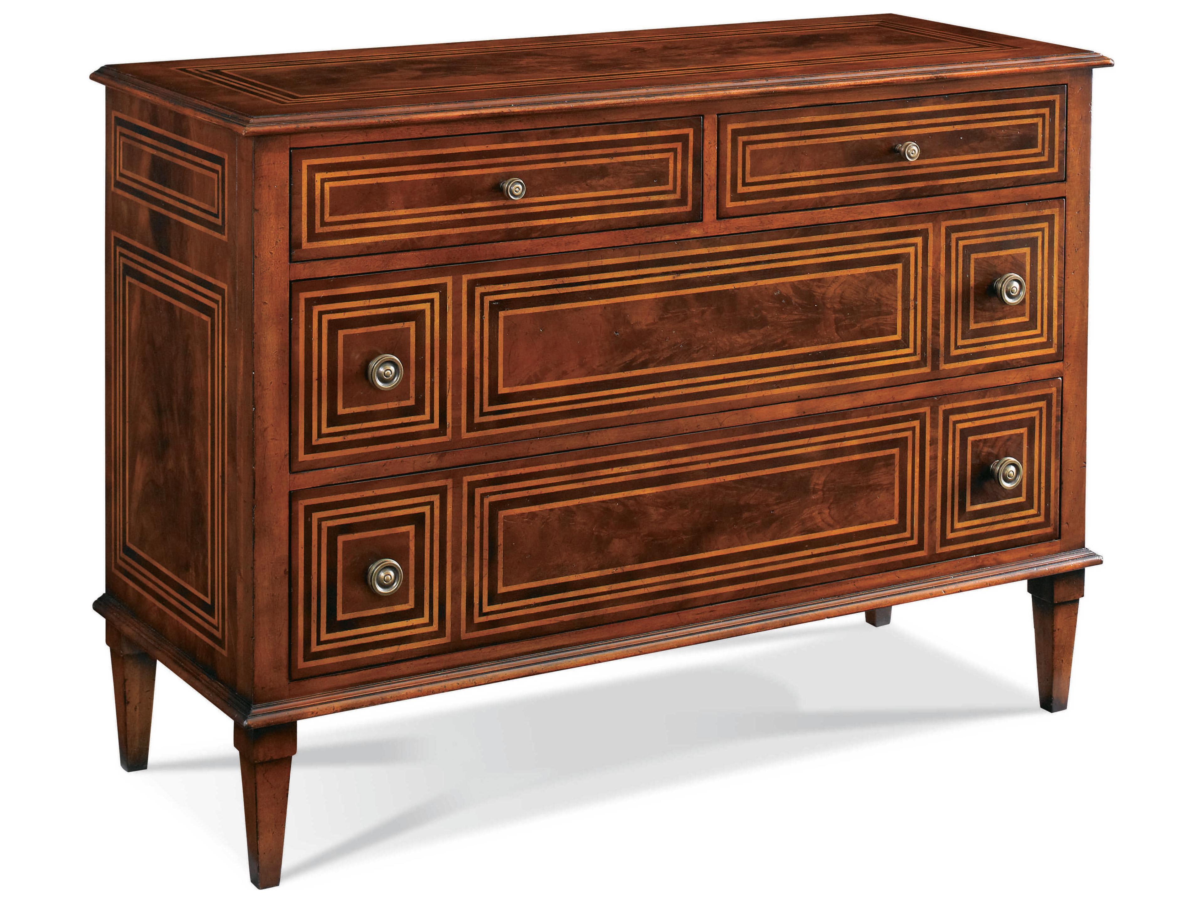 Masterpiece Walnut Brown Wood Chest of Drawers