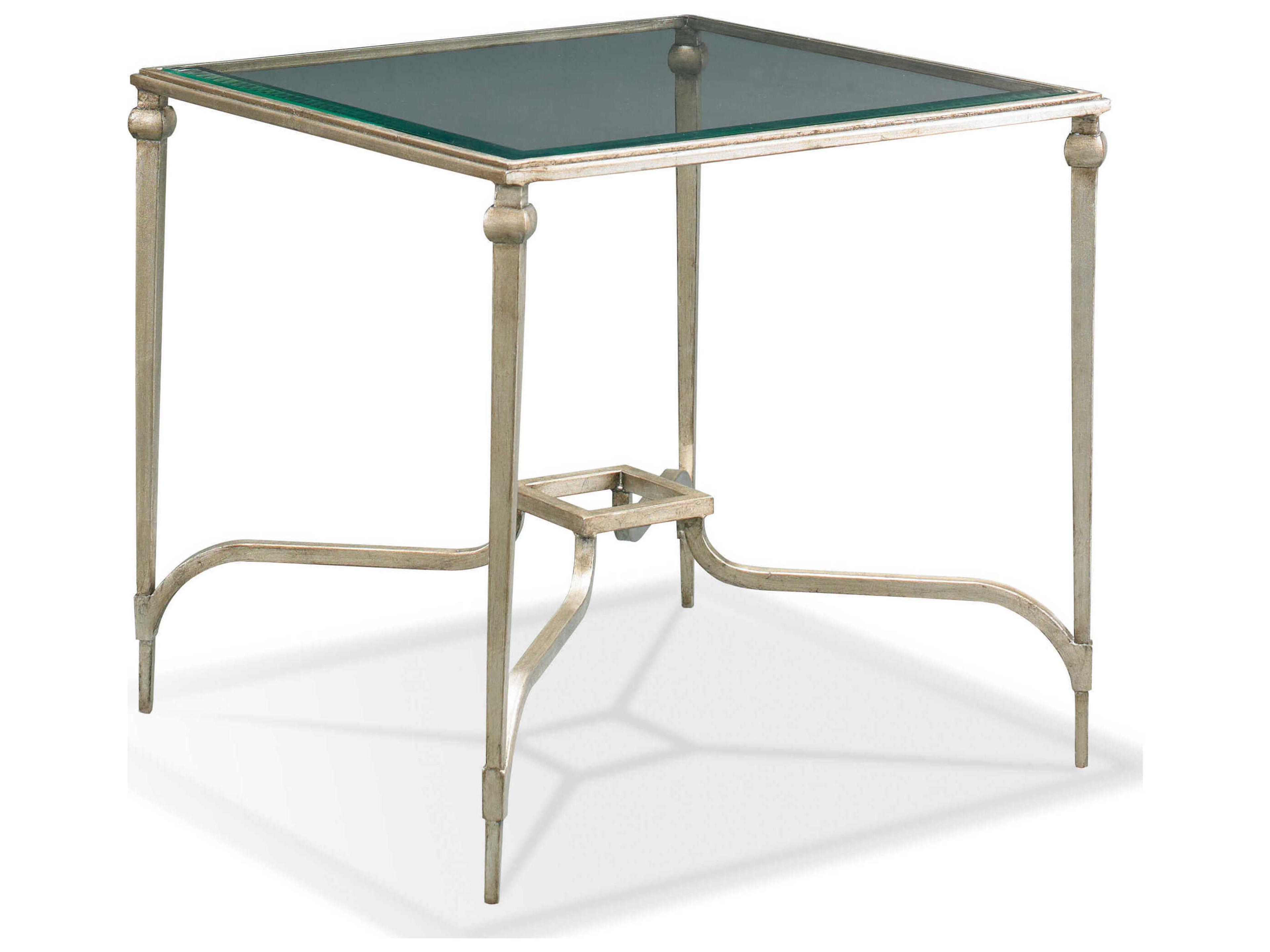 Masterpiece Infinity Chainlink Square Glass Platinum Side Table