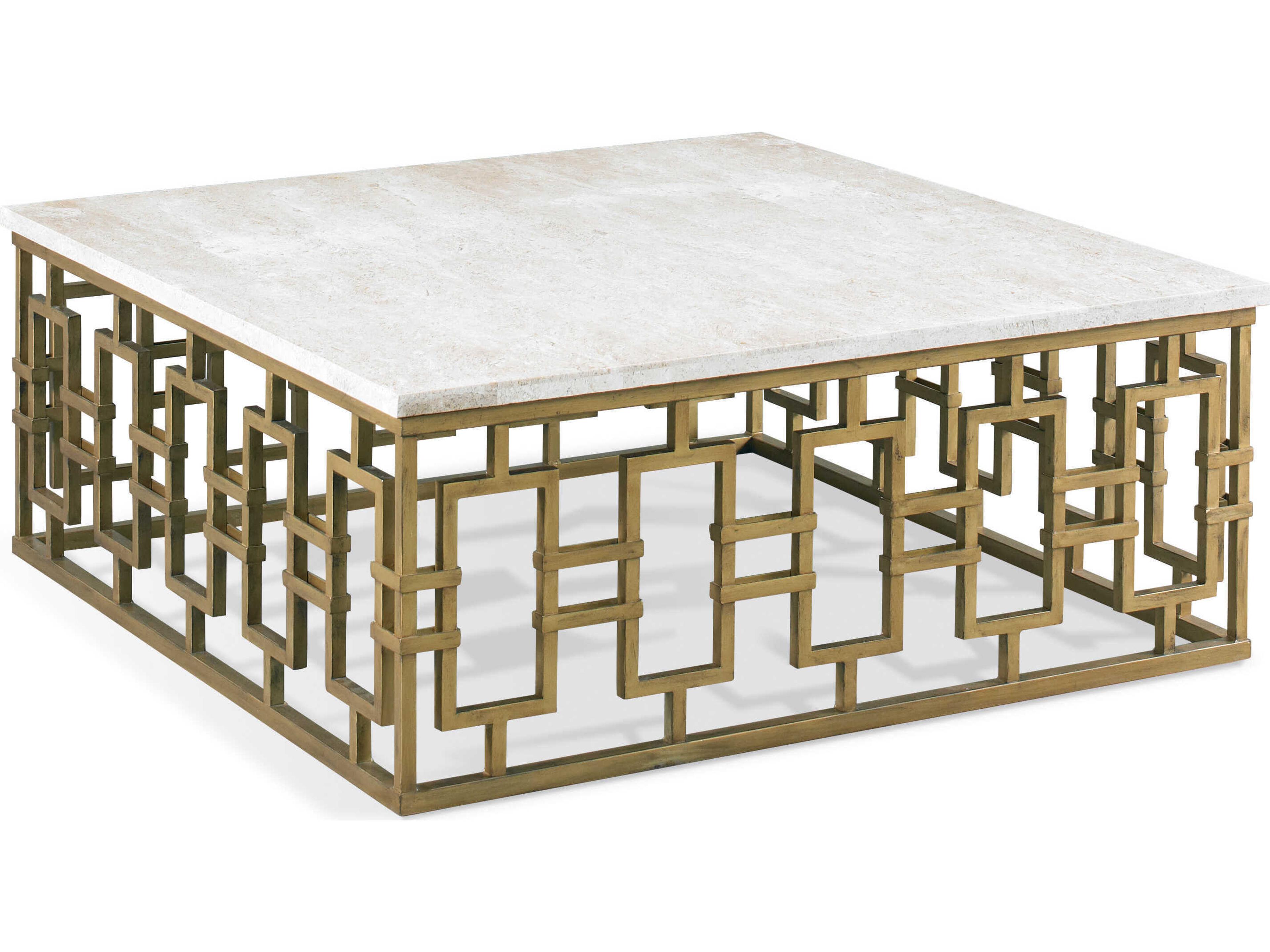 Chicklet Square Coffee Table with Honed Travertine Top