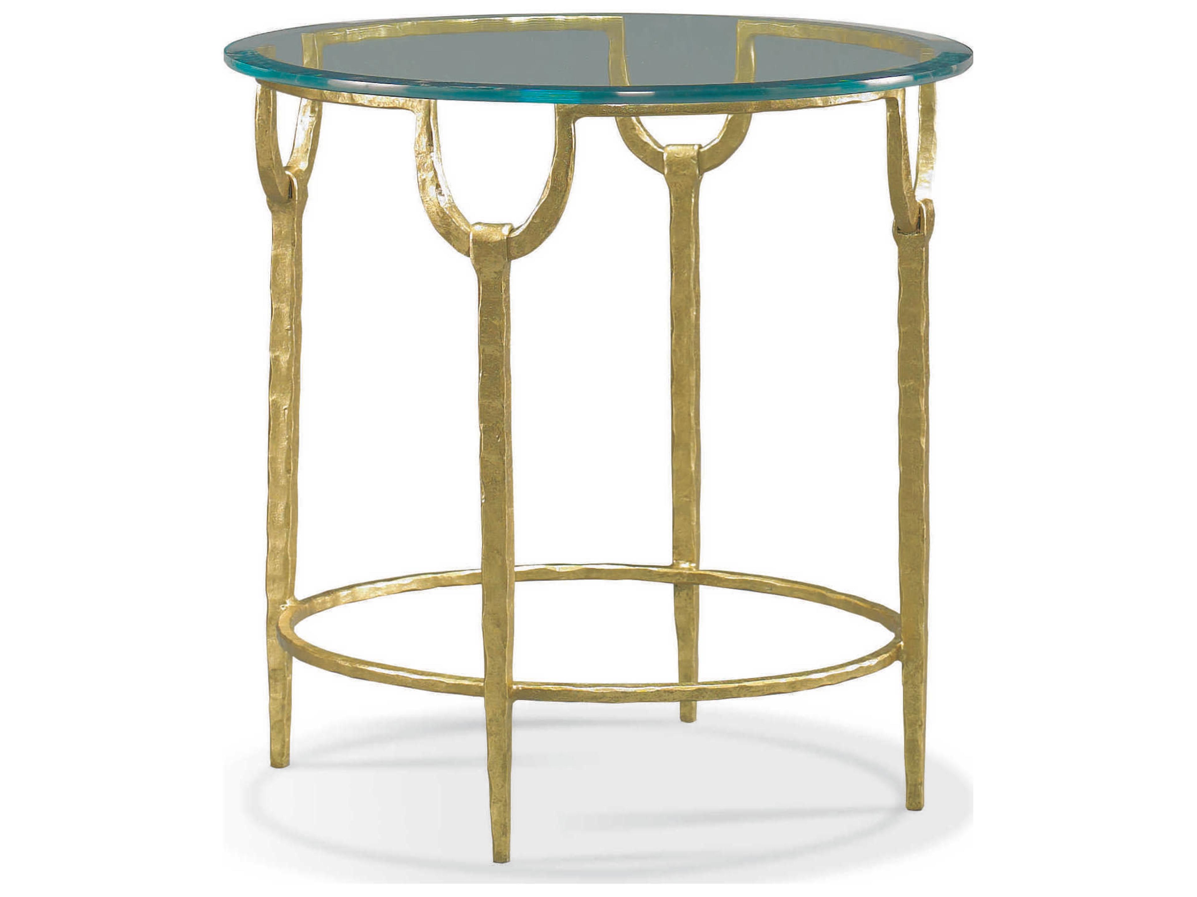 Masterpiece Trifecta Round Glass Gold Leaf Lamp Table