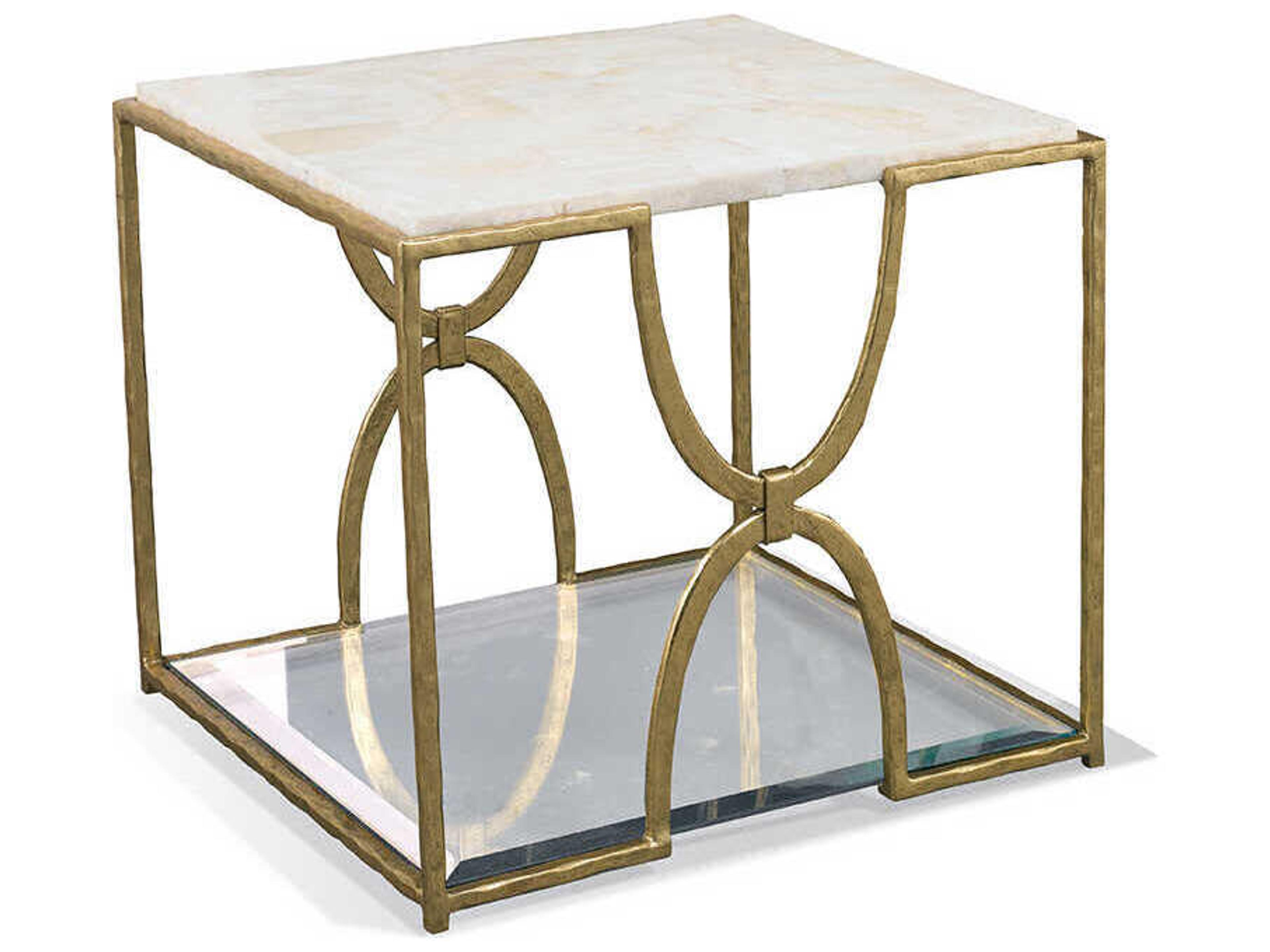 Masterpiece Trifecta Square Glass Gold Leaf Bunching Table