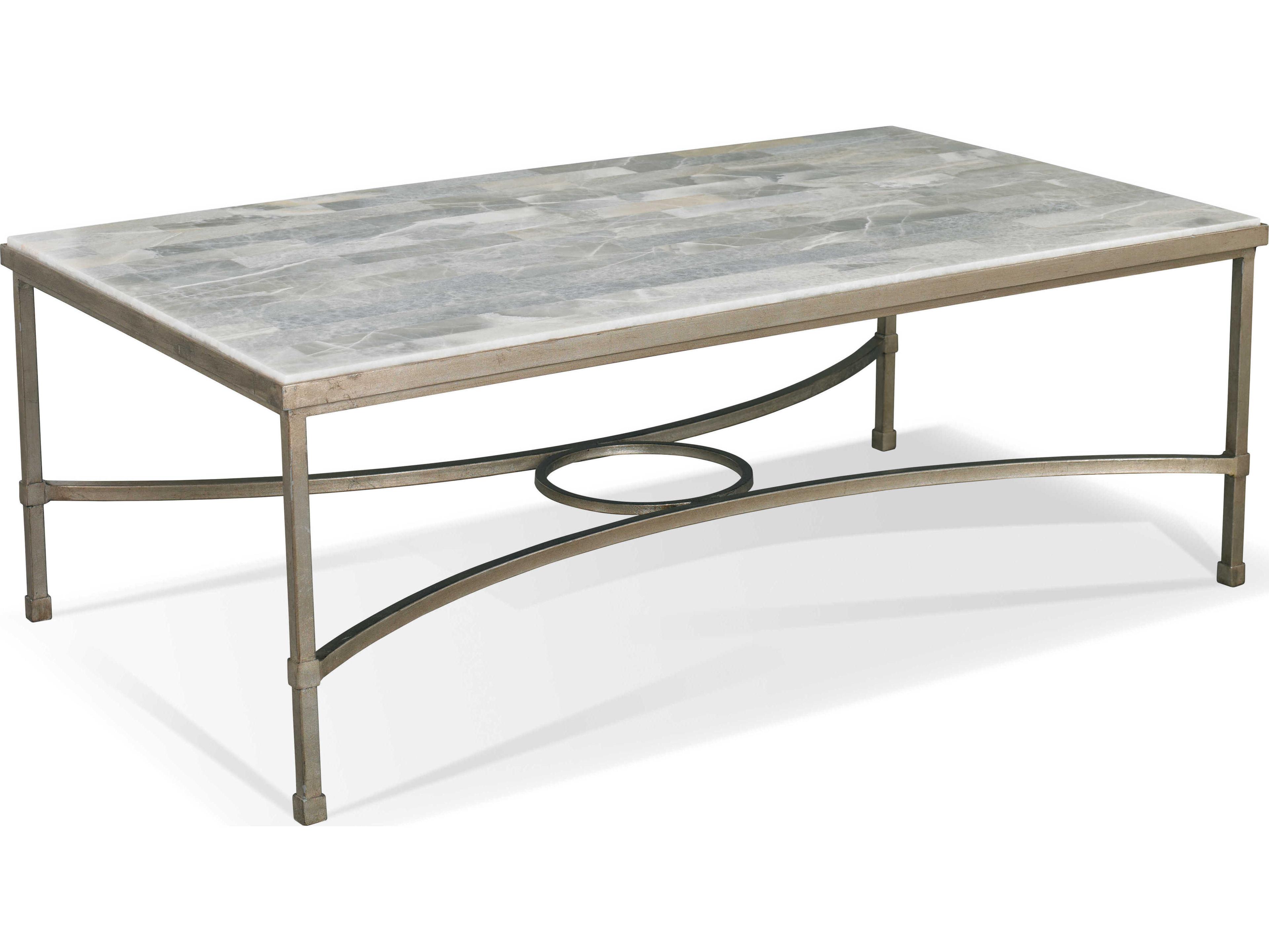 Eclipse Rectangle Coffee Table with Onyx Top and Platinum Leaf Base