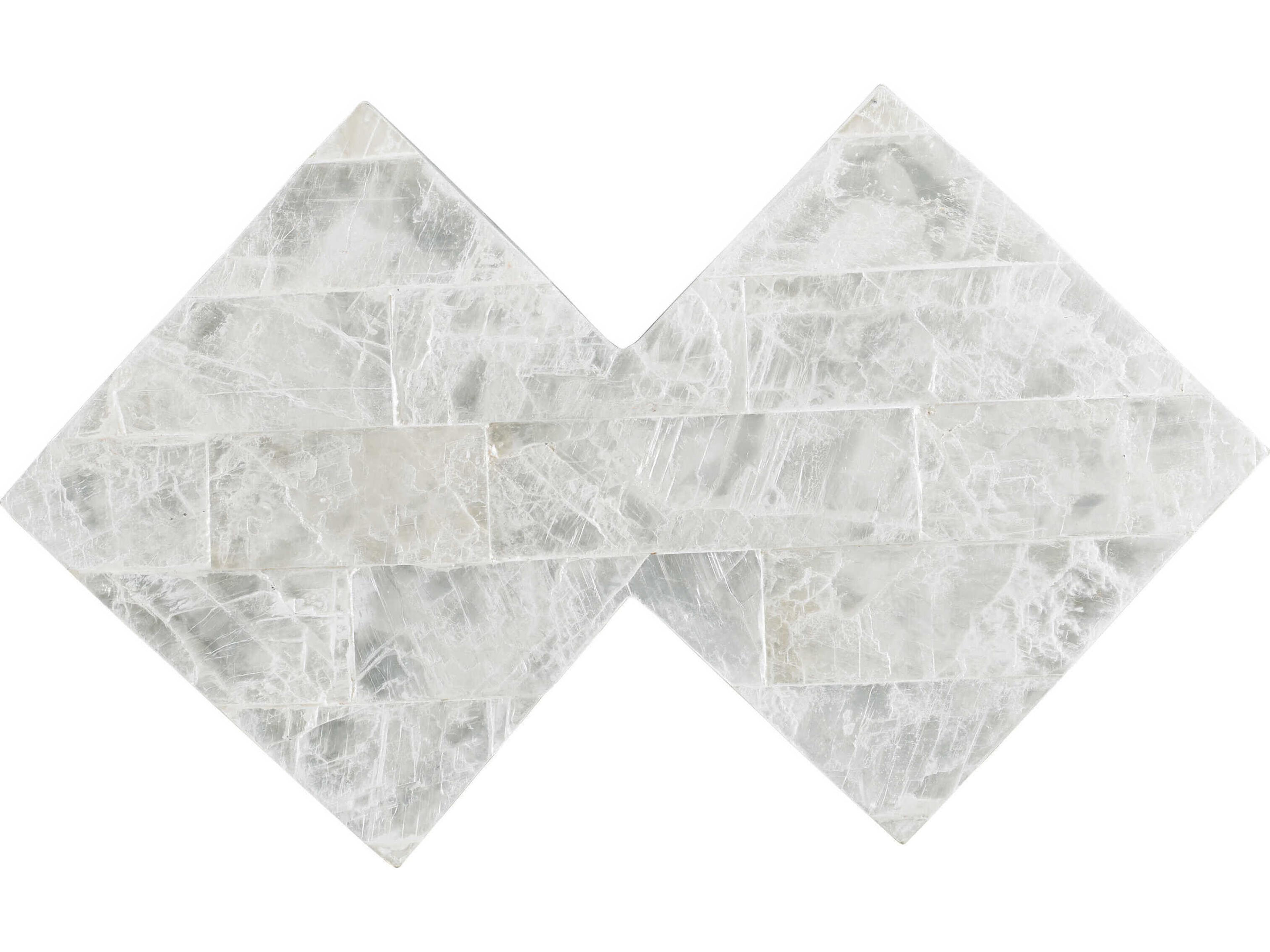 Sherrill Occasional Infinity Gypsum Stone Platinum Leaf Cube Table