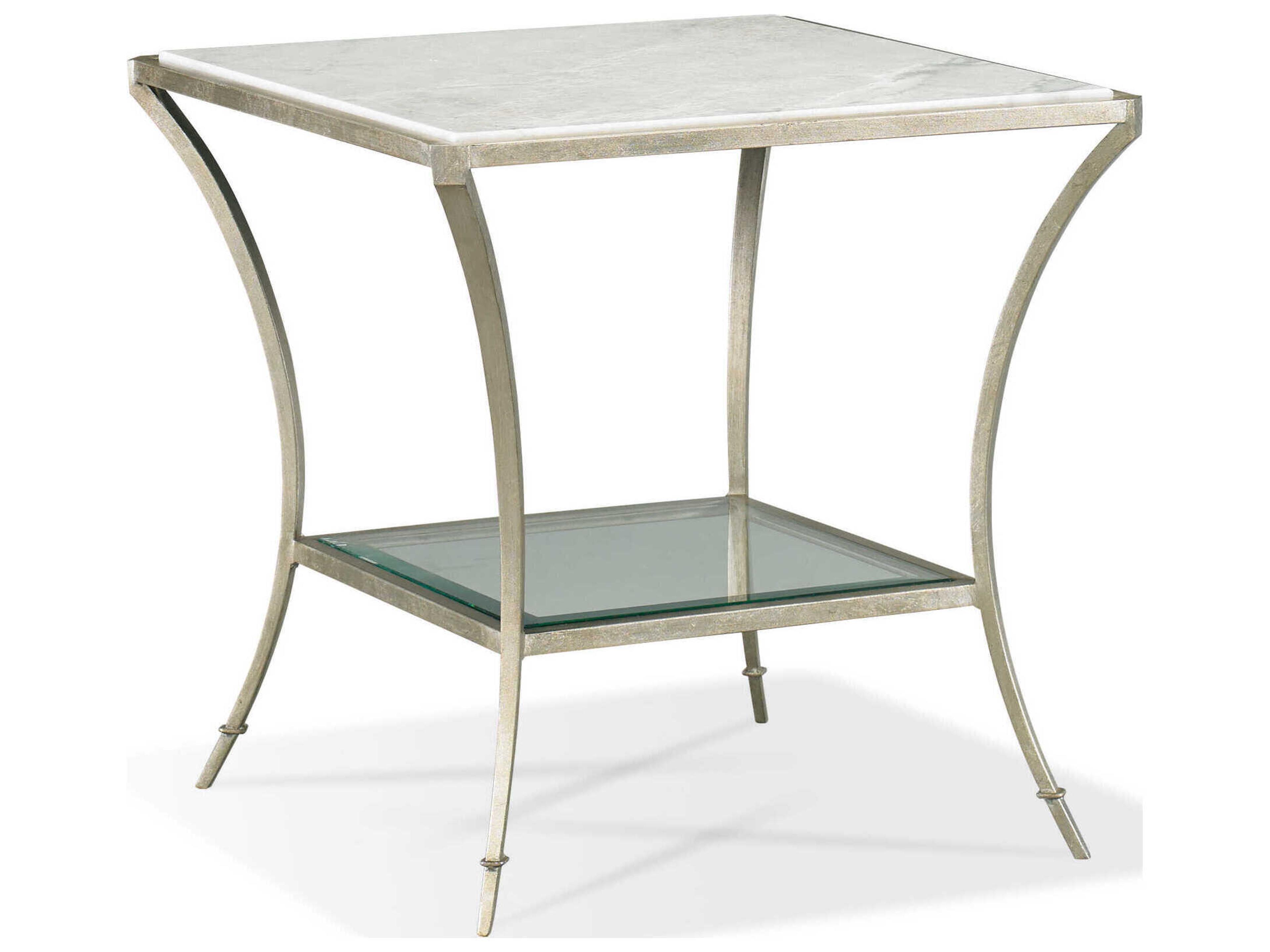 Infinity Carlyle Square Marble Platinum Leaf End Table