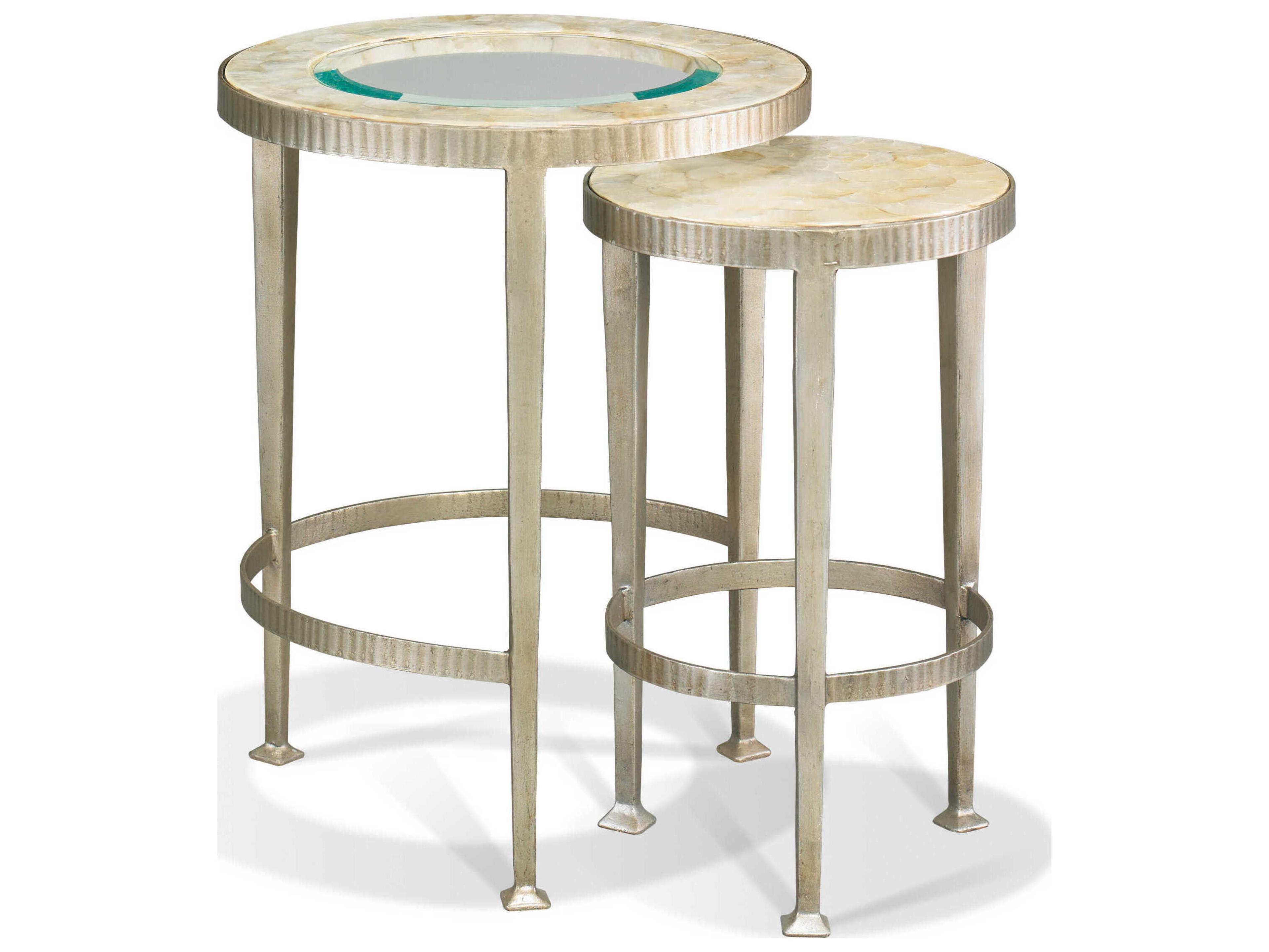 Cadiz Round Glass Champagne Gold Nesting Tables