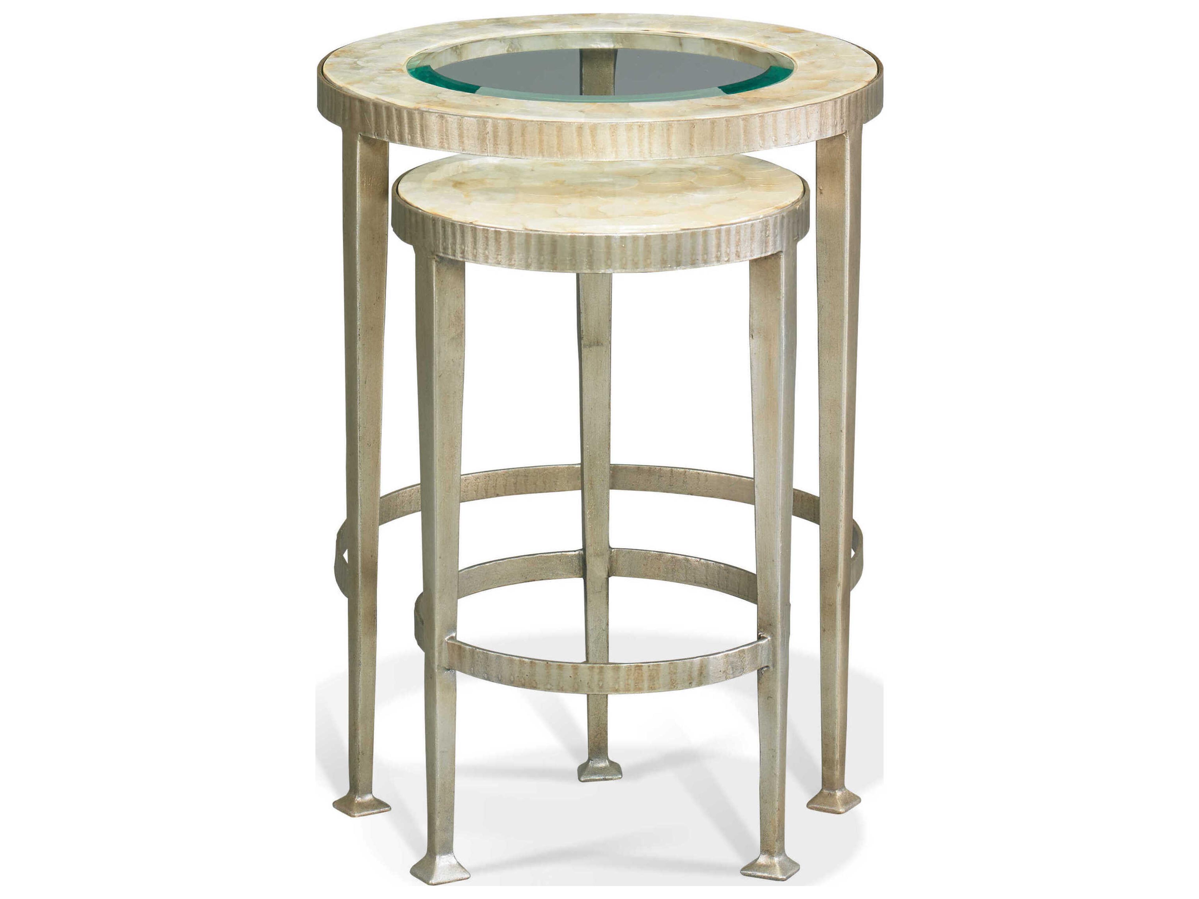 Sherrill Occasional Cadiz Round Glass Champagne Gold Nesting Tables