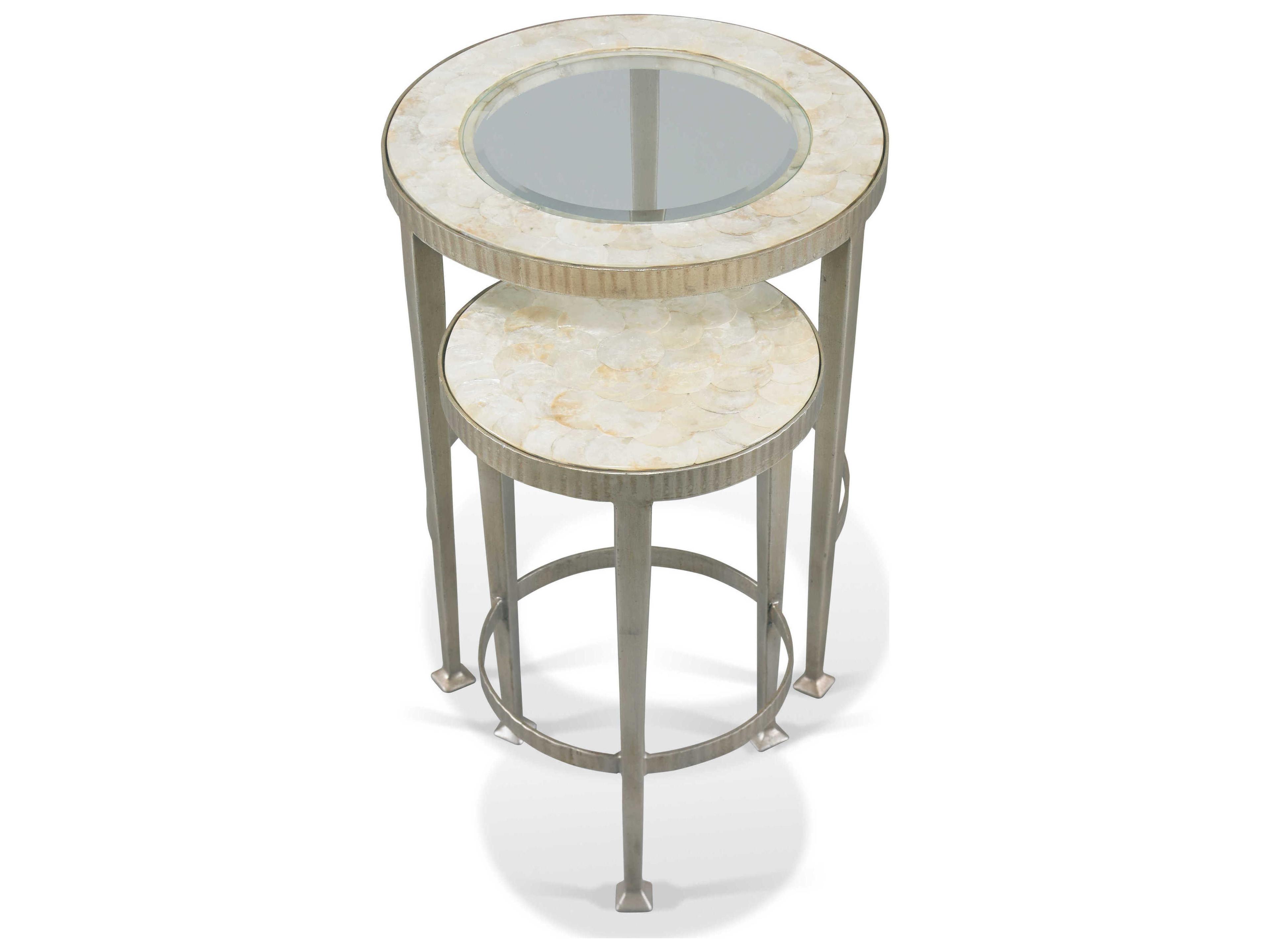 Sherrill Occasional Cadiz Round Glass Champagne Gold Nesting Tables