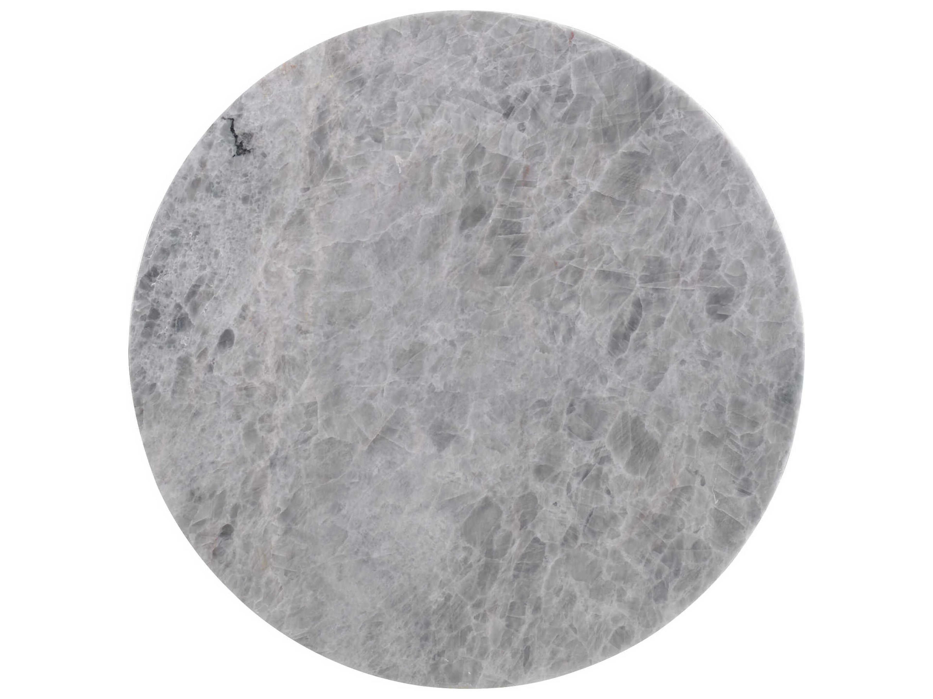 Sherrill Occasional Masterpiece Round Stone Champagne Gold Translucent Blue Quartz End Table