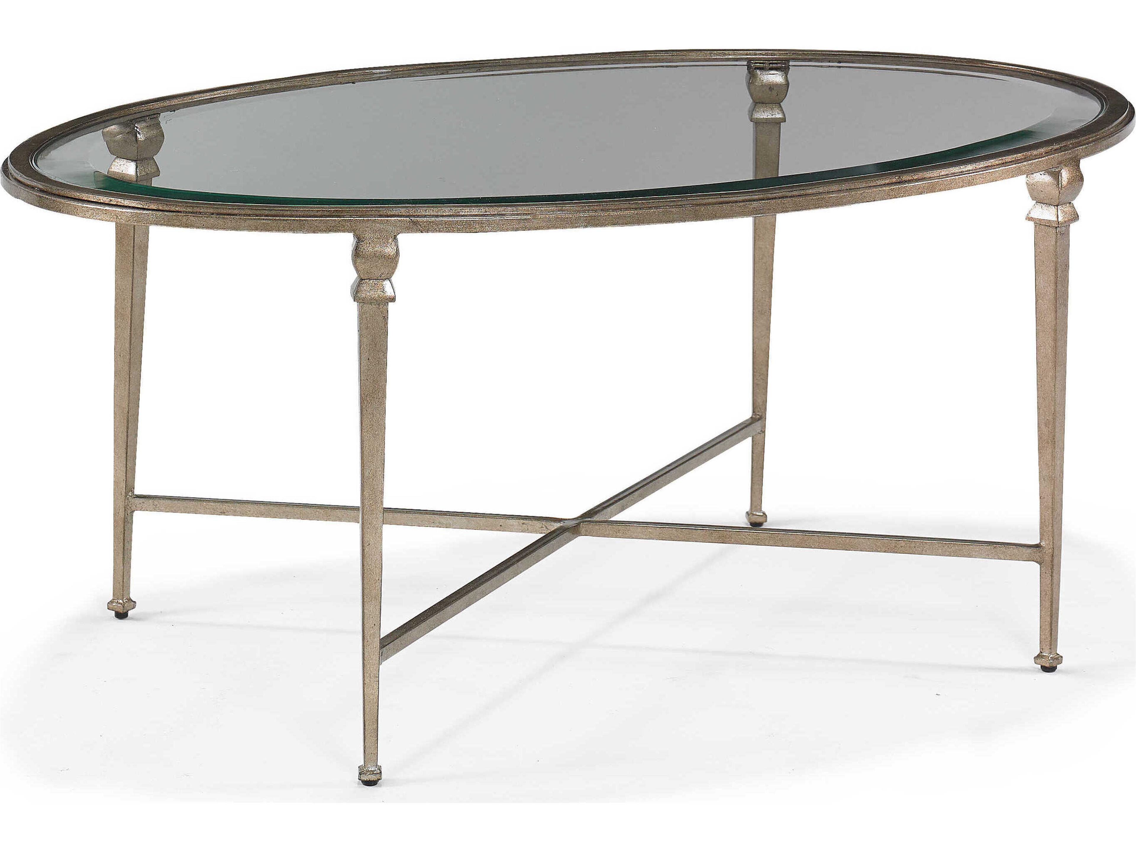 Diego Oval Glass Aged Platinum Cocktail Table