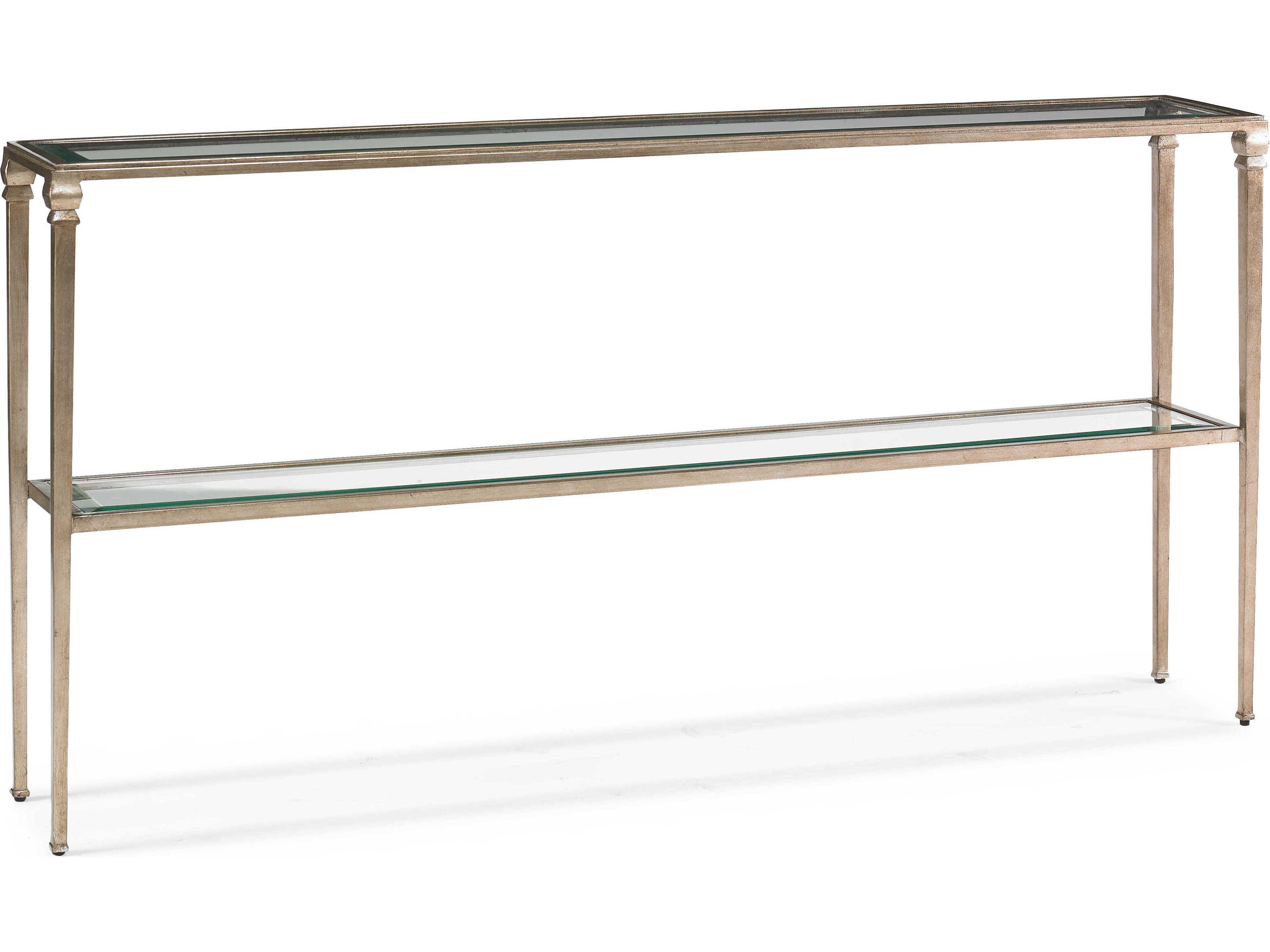 Diego Rectangular Glass Aged Platinum Console Table