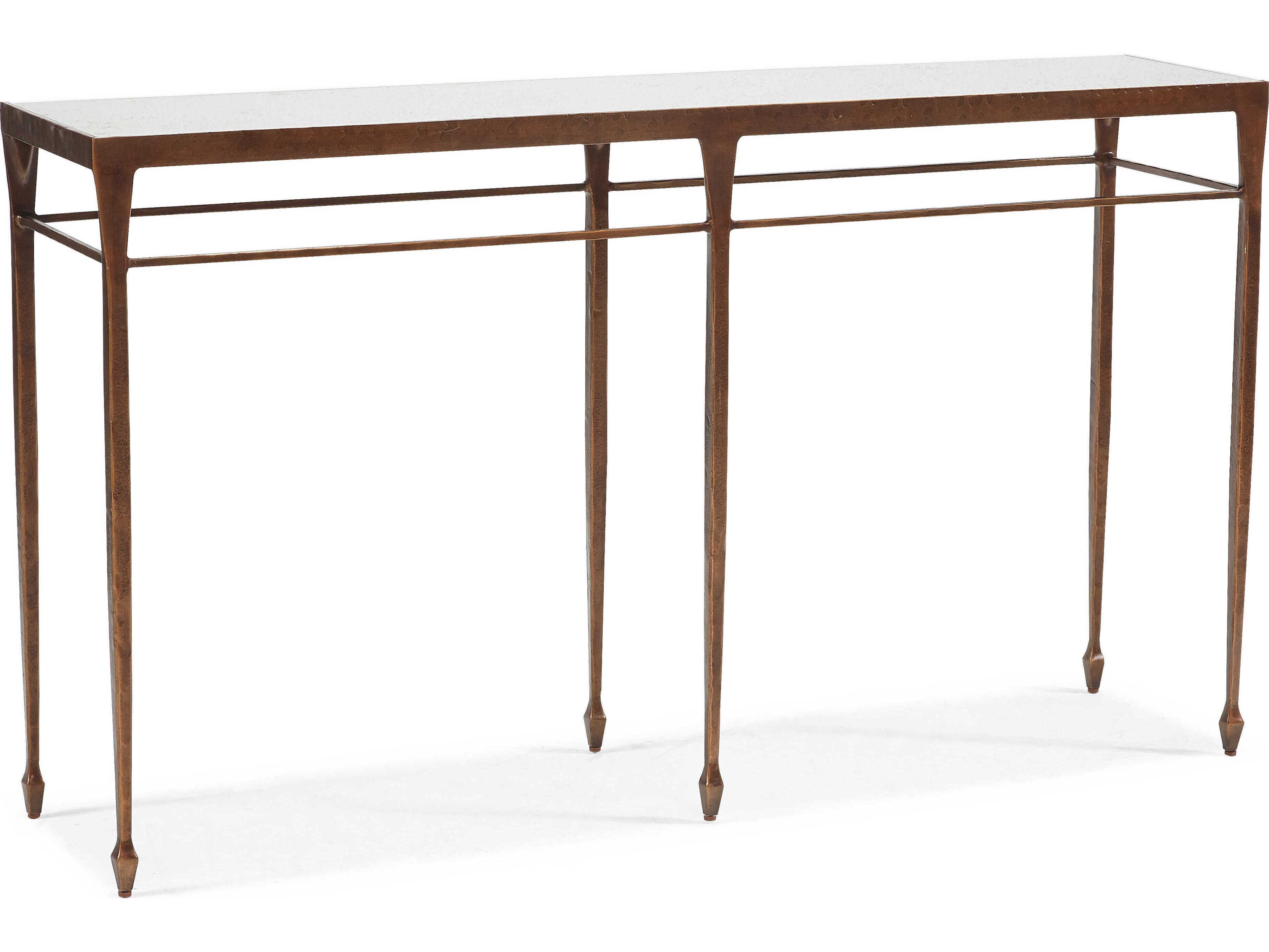 Calvert Rectangular Glass Bronze Antiqued Mirror Console Table