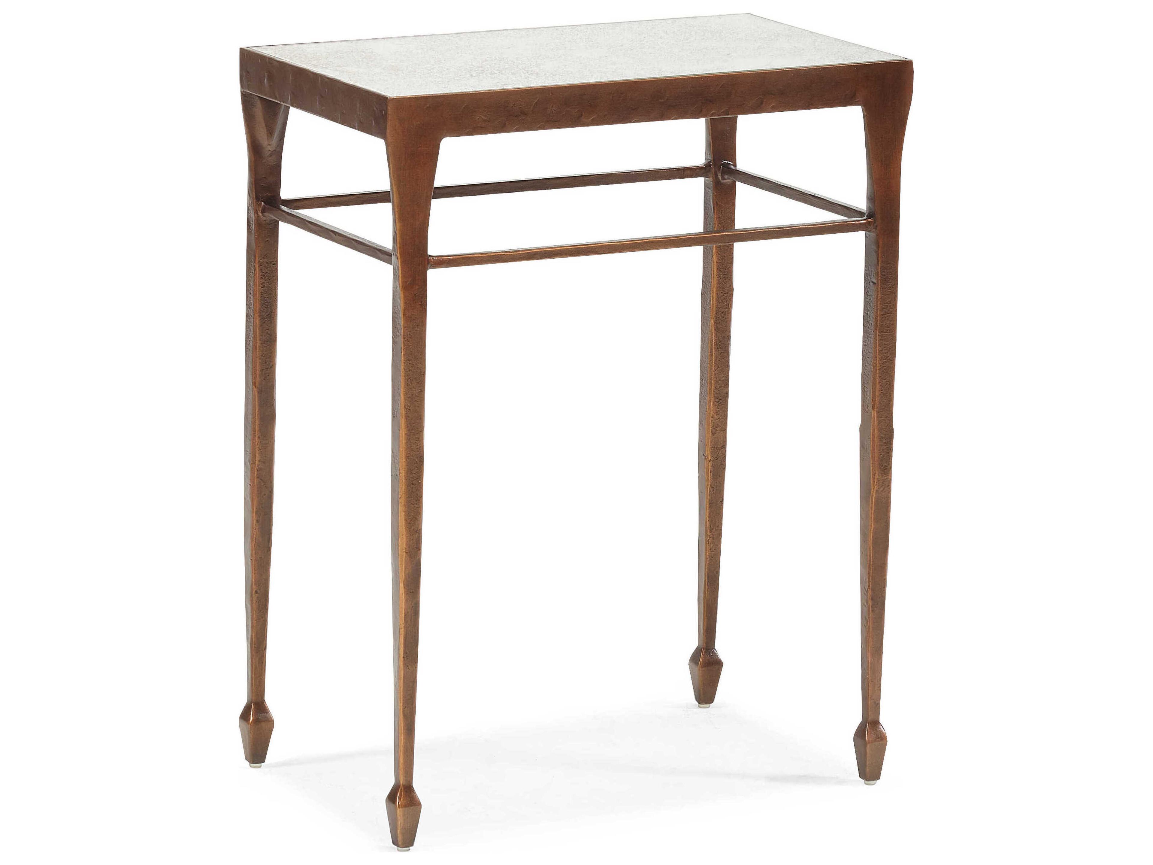 Calvert Rectangular Glass Bronze Antiqued Mirror Side Table