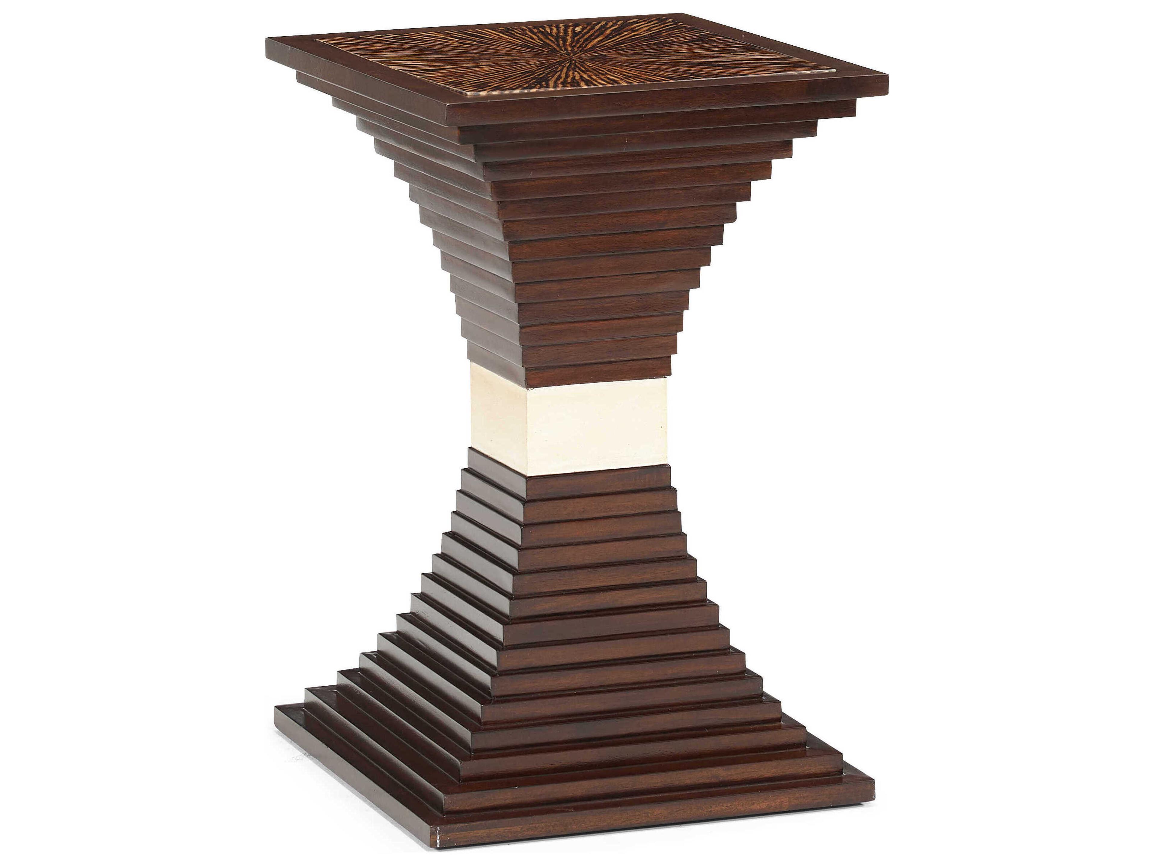Masterpiece Jayden Square Wood Dark Walnut Platinum Band Accent Table