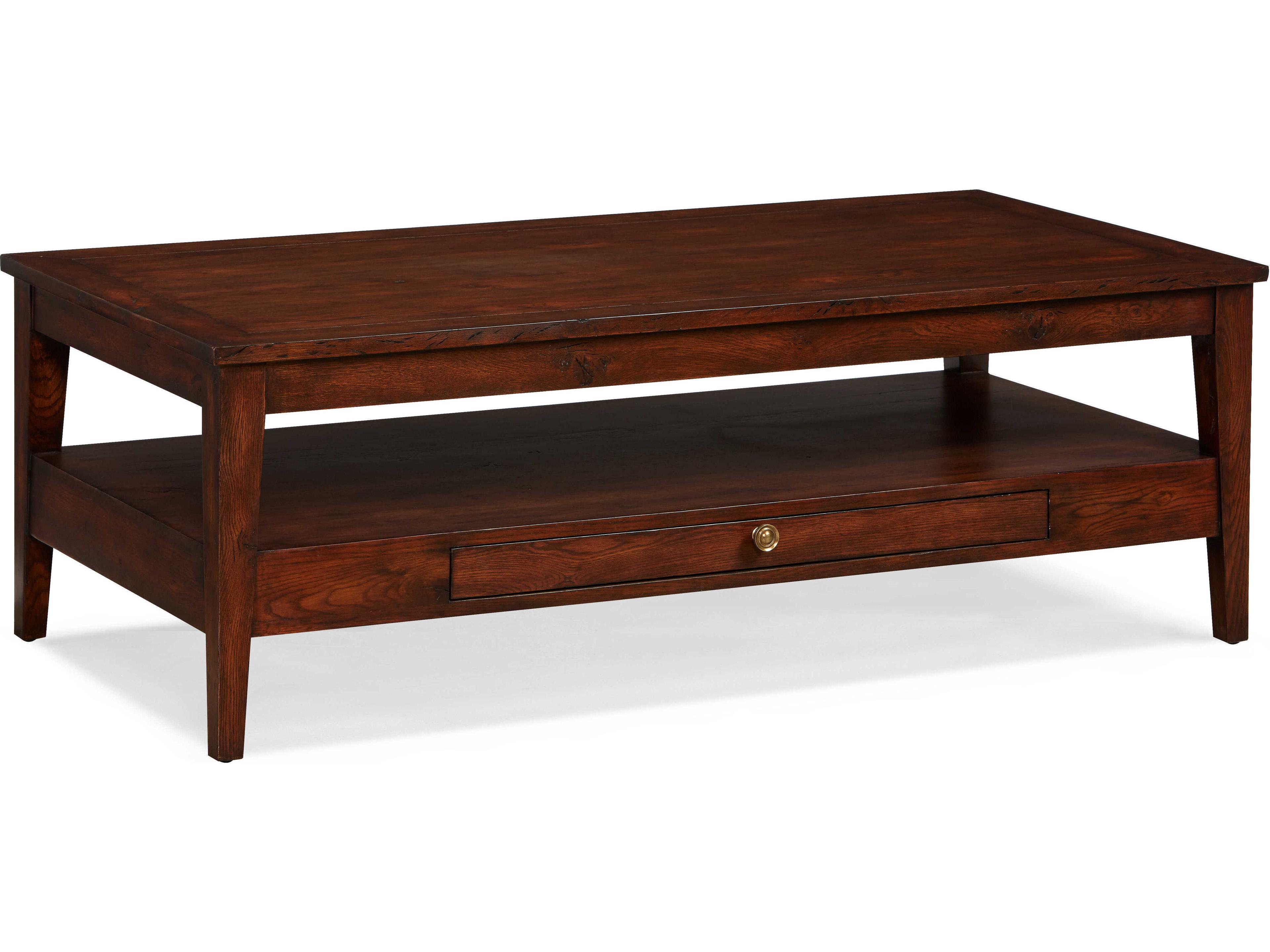 Branson Rectangular Wood Umber Antiqued Brass Cocktail Table